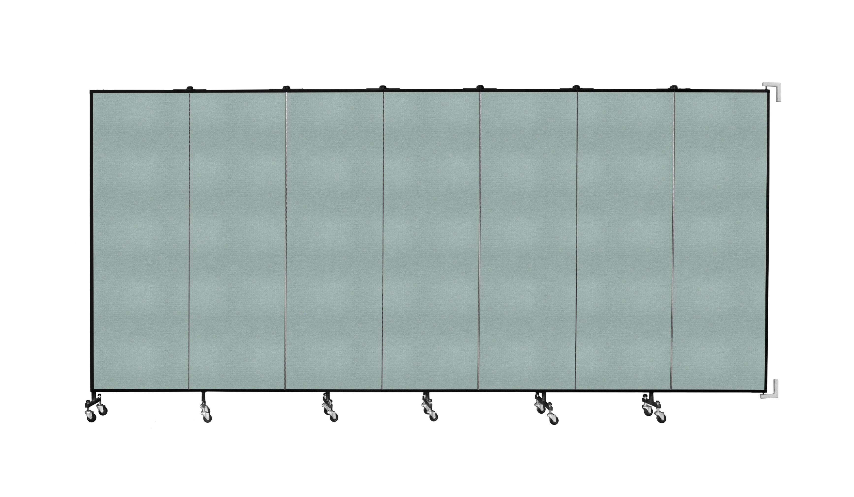Wallmount Room Divider - 6'H x 12' 10"L - 7 Panel, Sea Green, Fabric