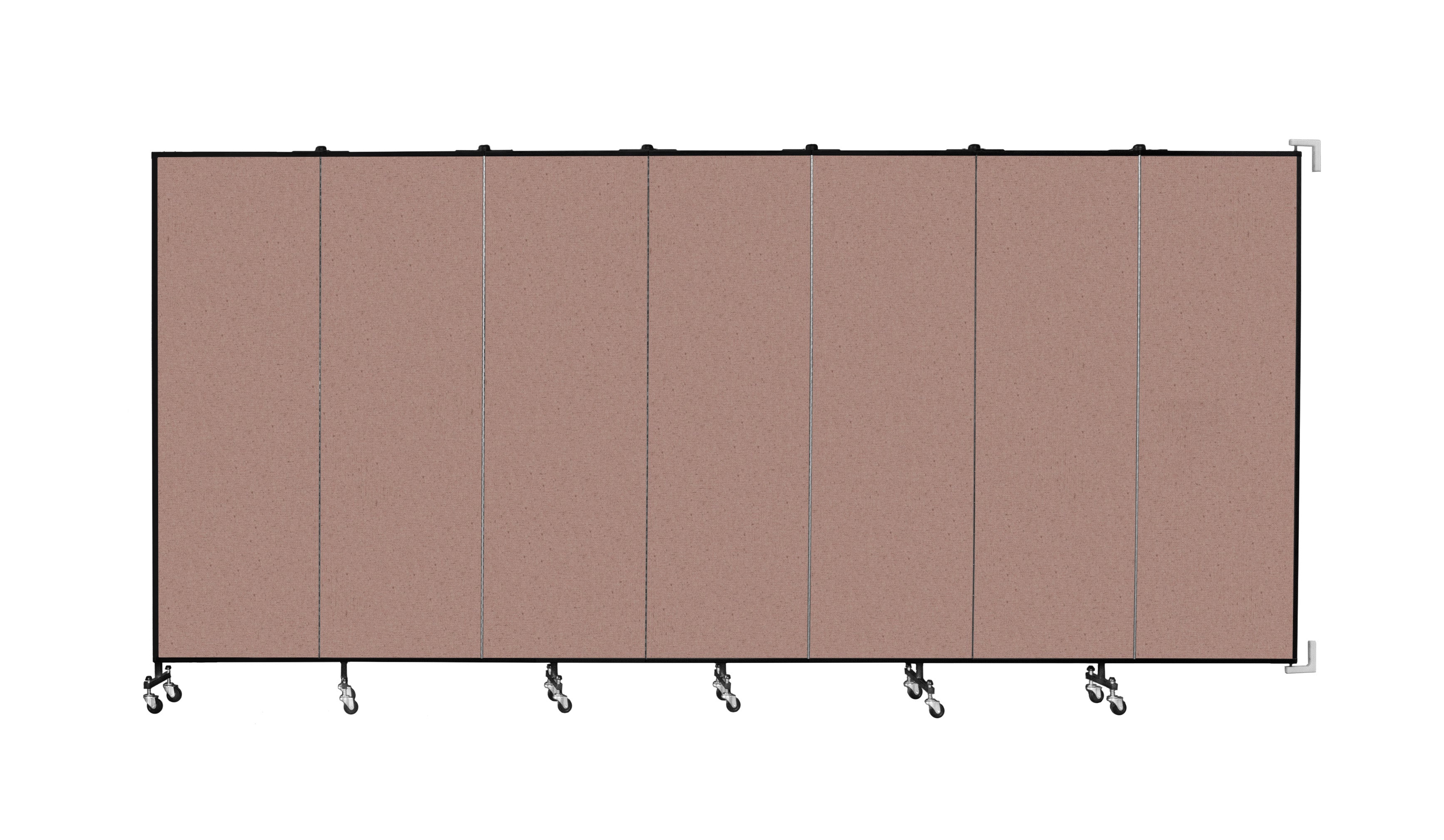 Wallmount Room Divider - 6'H x 12' 10"L - 7 Panel, Rasberry, Vinyl