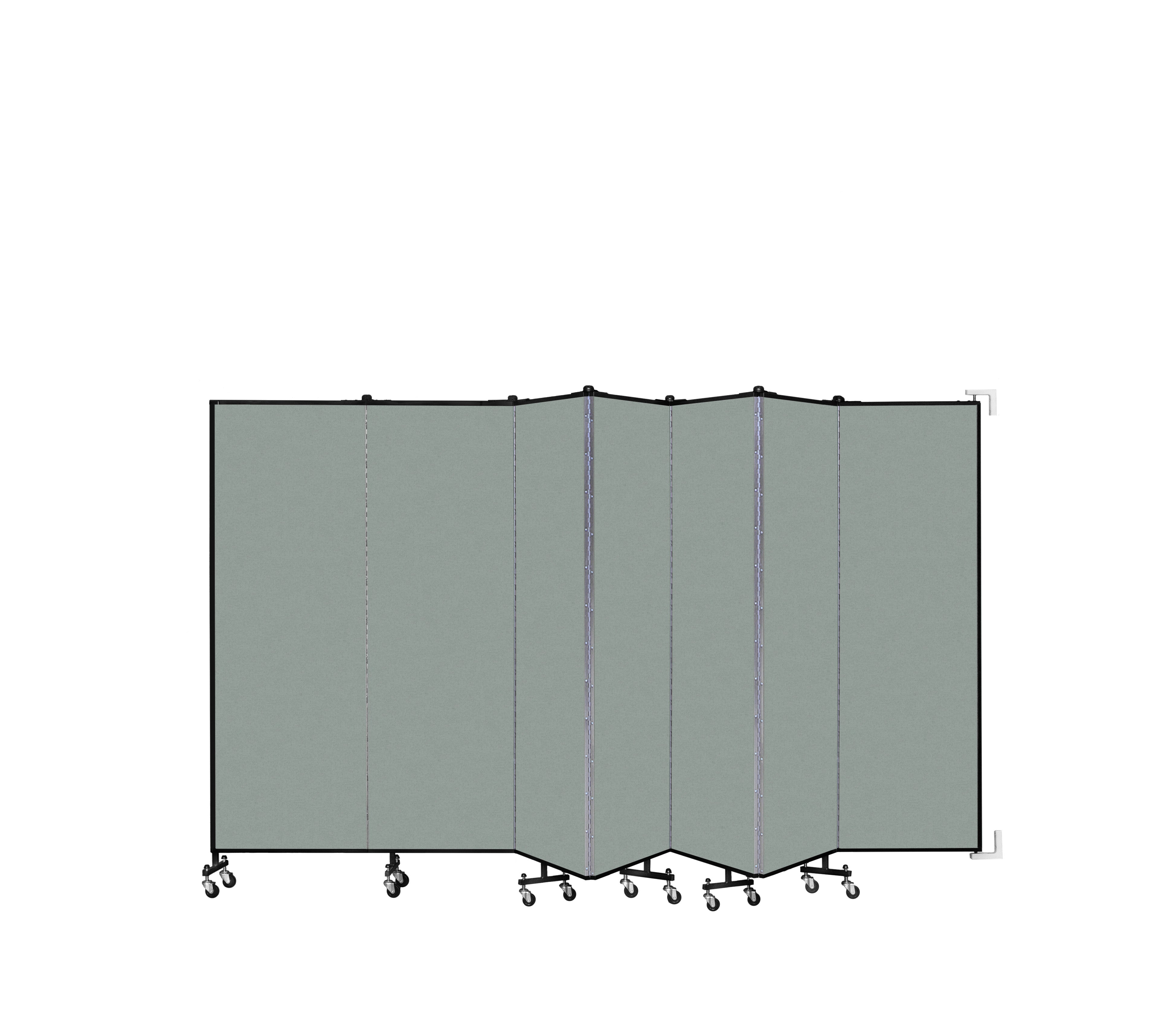 Wallmount Room Divider - 6'H x 12' 10"L - 7 Panel, Mint, Vinyl