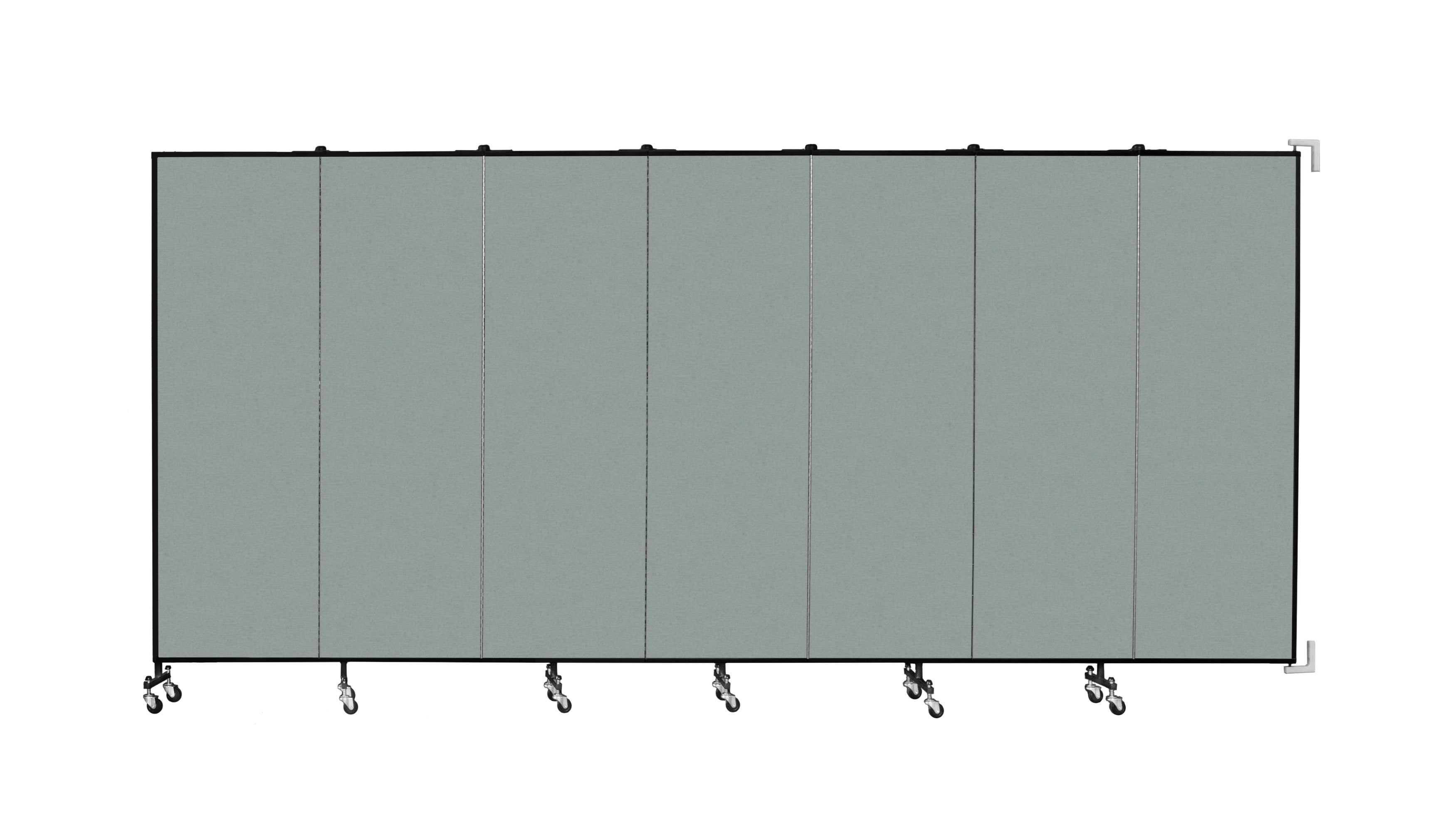 Wallmount Room Divider - 6'H x 12' 10"L - 7 Panel, Mint, Vinyl
