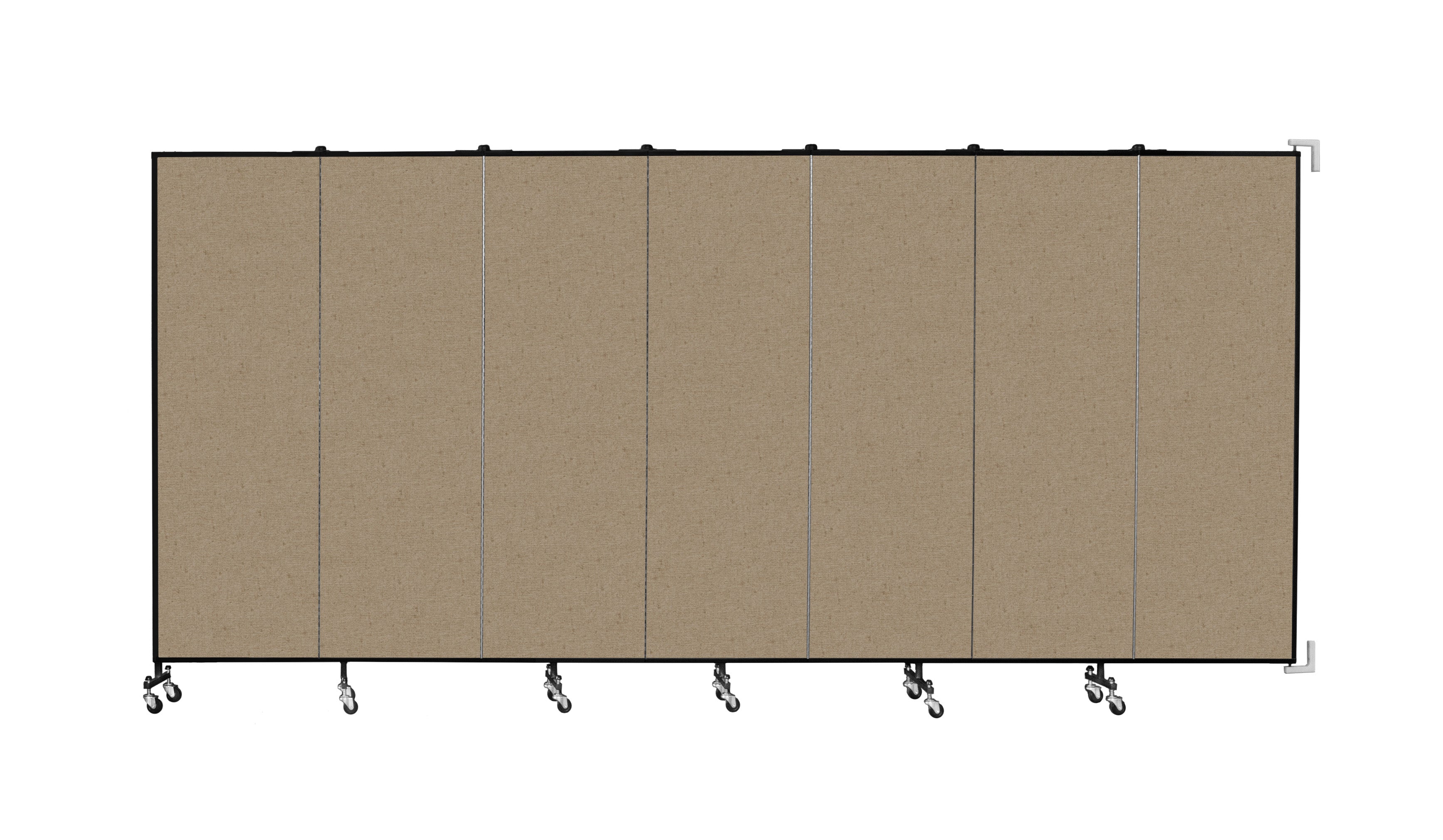 Wallmount Room Divider - 6'H x 12' 10"L - 7 Panel, Sandalwood, Vinyl