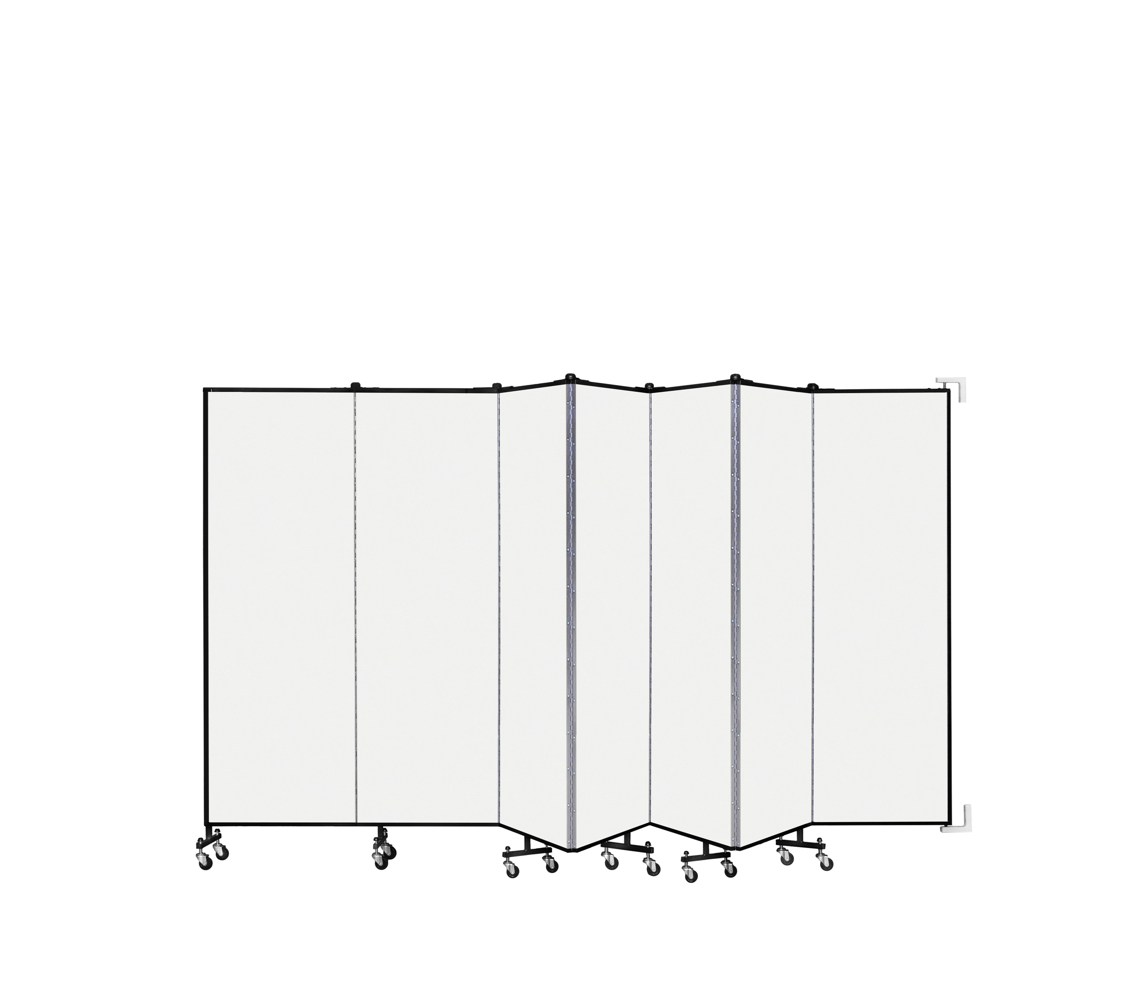 Wallmount Room Divider - 6'H x 12' 10"L - 7 Panel, Ice, Vinyl