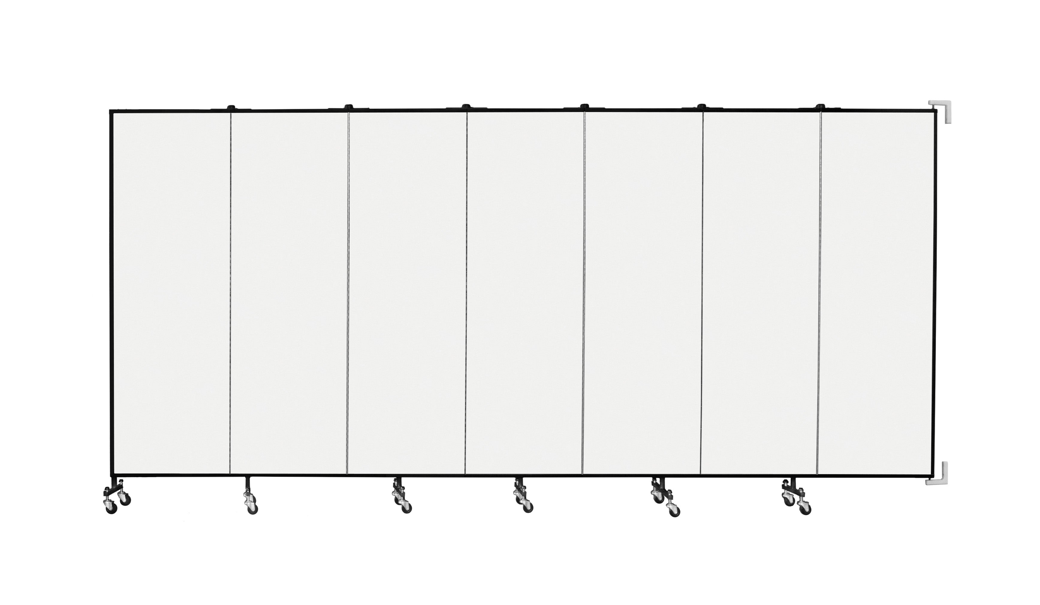 Wallmount Room Divider - 6'H x 12' 10"L - 7 Panel, Ice, Vinyl