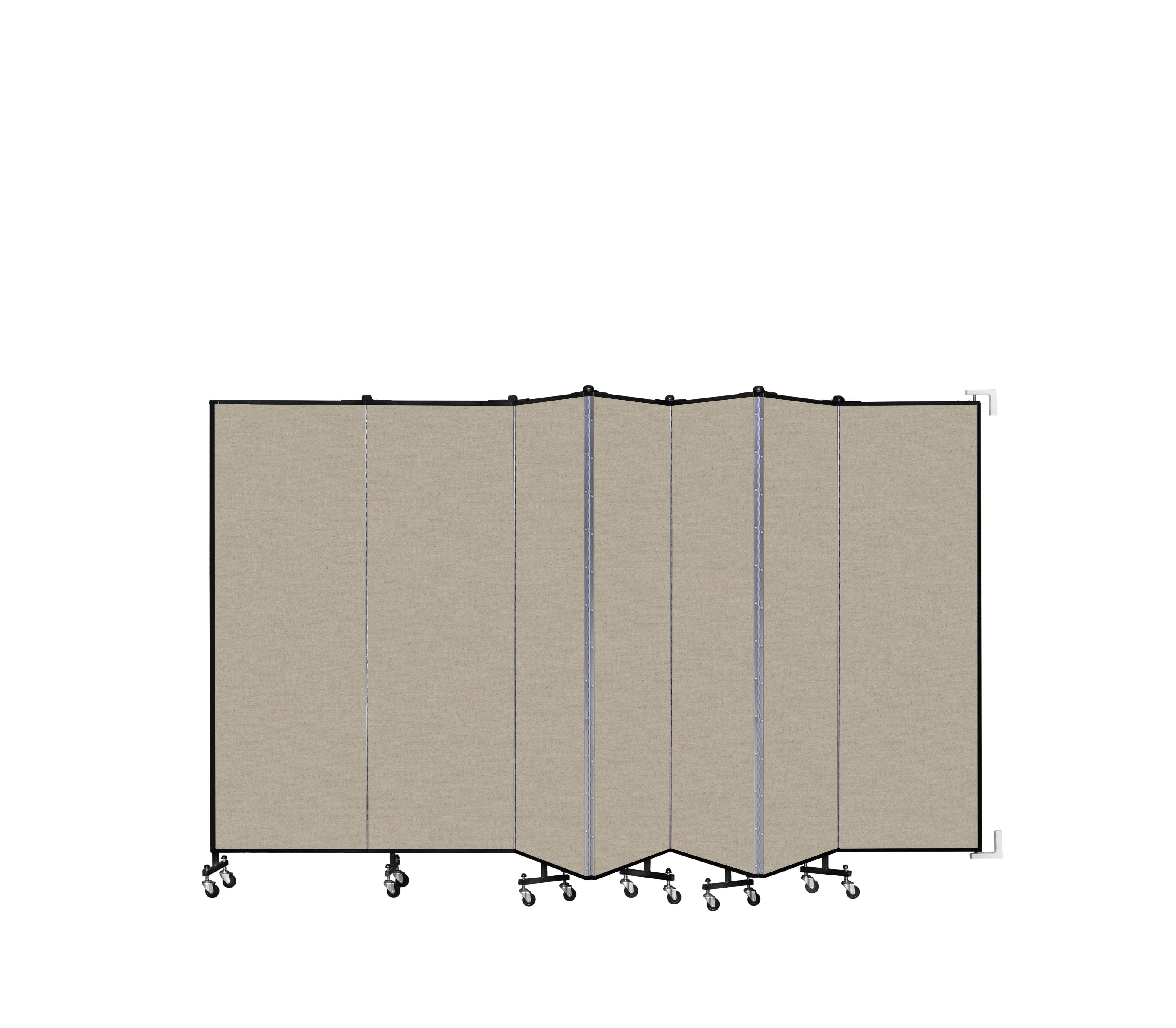 Wallmount Room Divider - 6'H x 12' 10"L - 7 Panel, Hazelnut, Vinyl