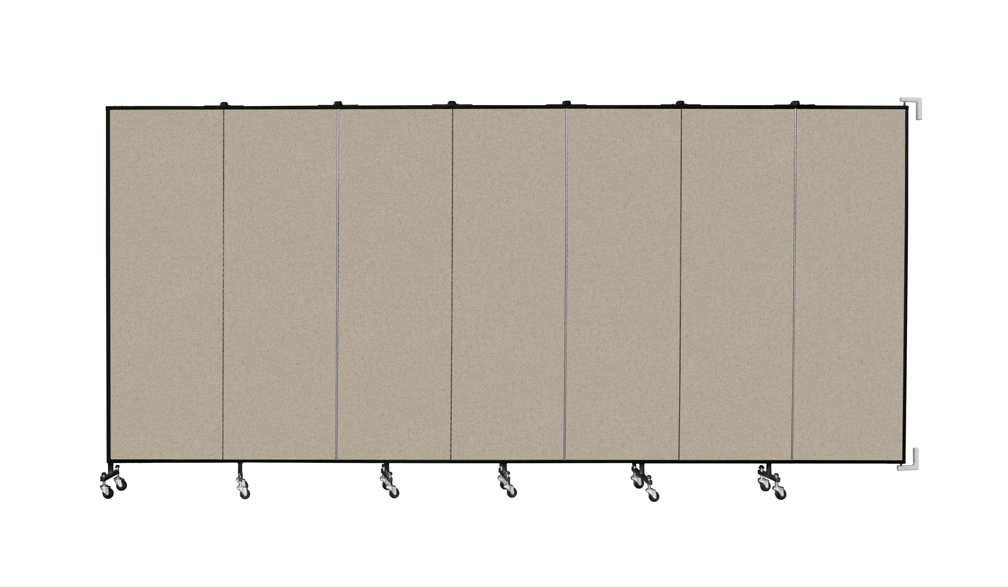 Wallmount Room Divider - 6'H x 12' 10"L - 7 Panel, Hazelnut, Vinyl