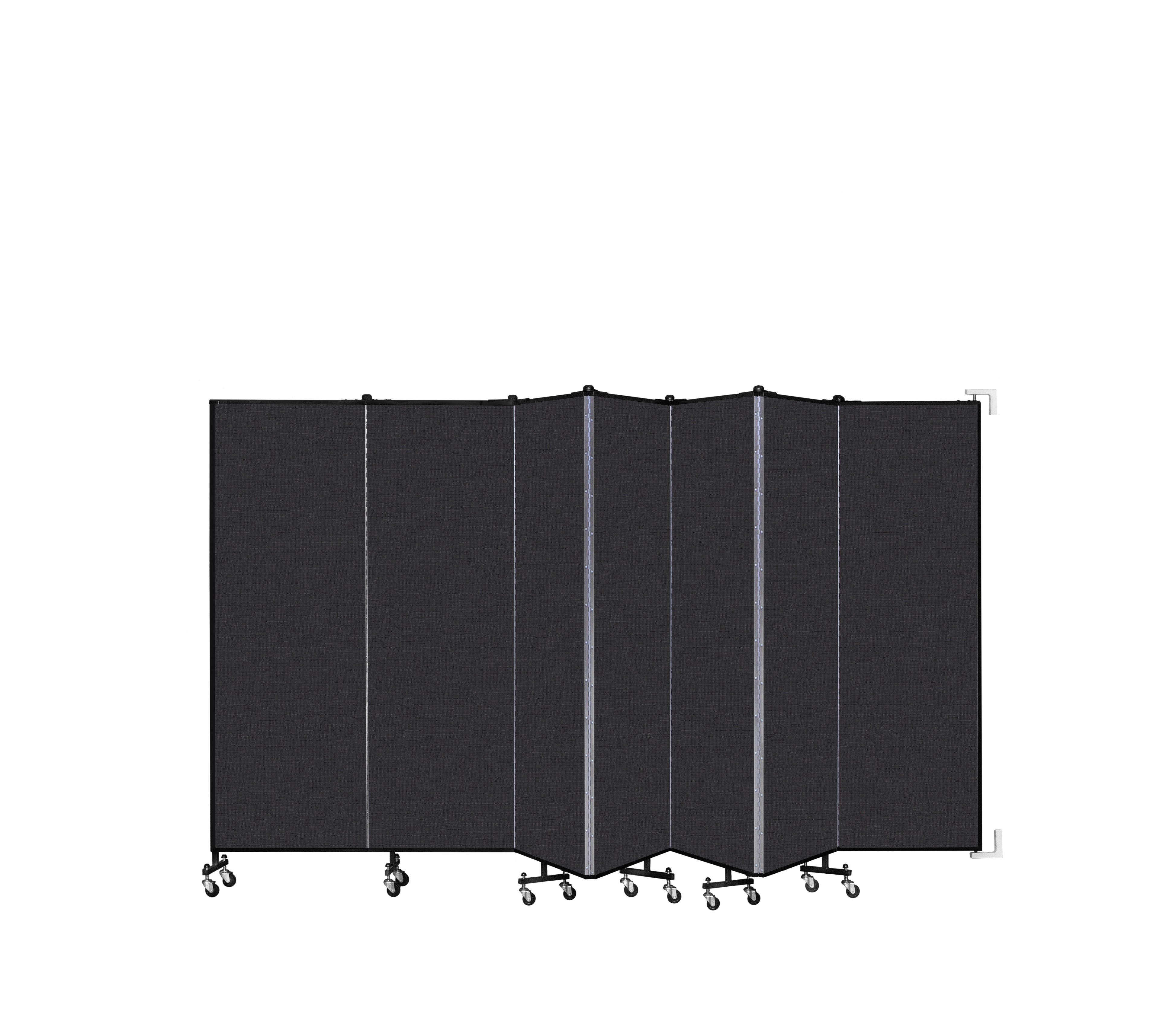 Wallmount Room Divider - 6'H x 12' 10"L - 7 Panel, Coal, Vinyl