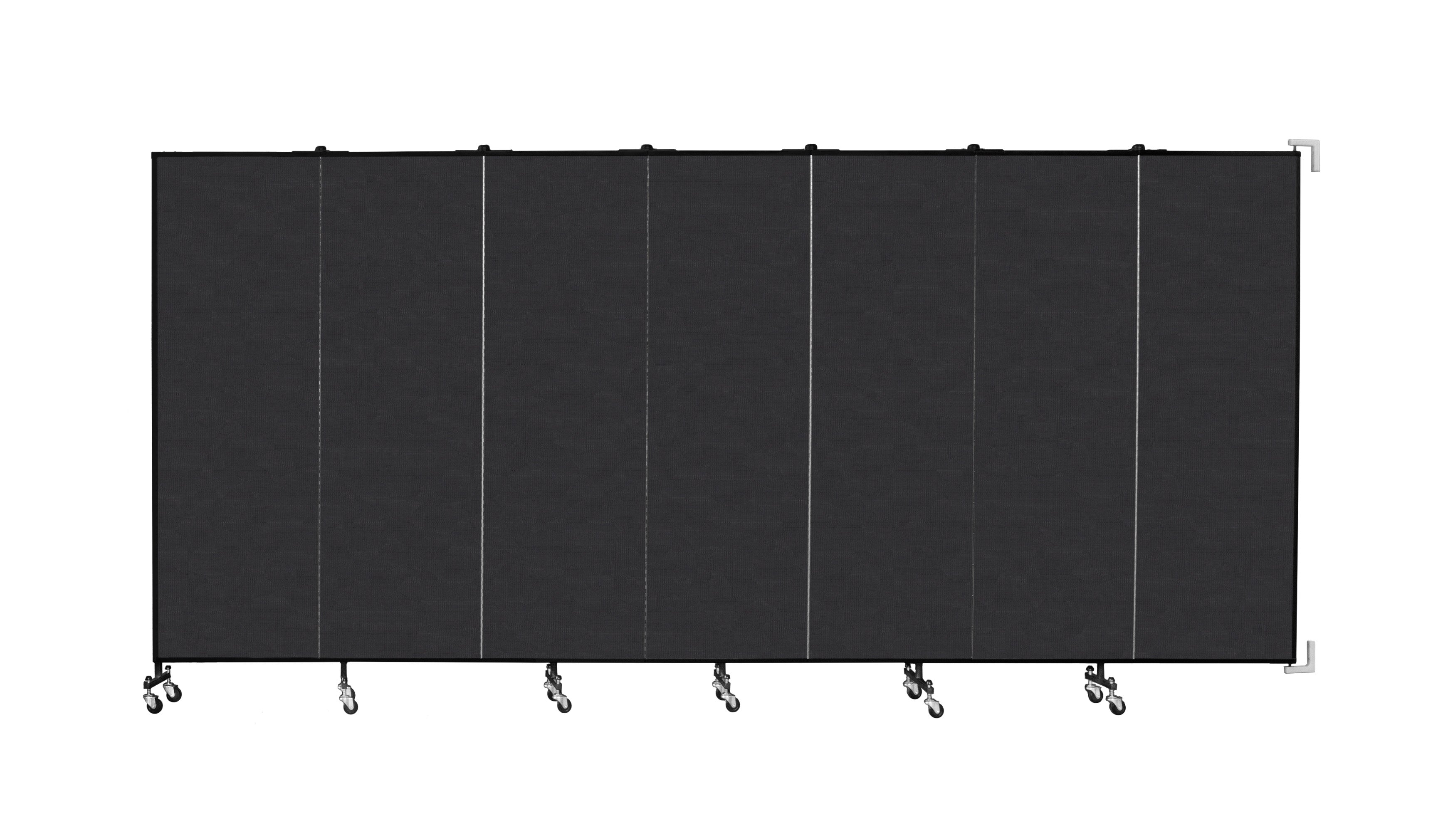 Wallmount Room Divider - 6'H x 12' 10"L - 7 Panel, Coal, Vinyl