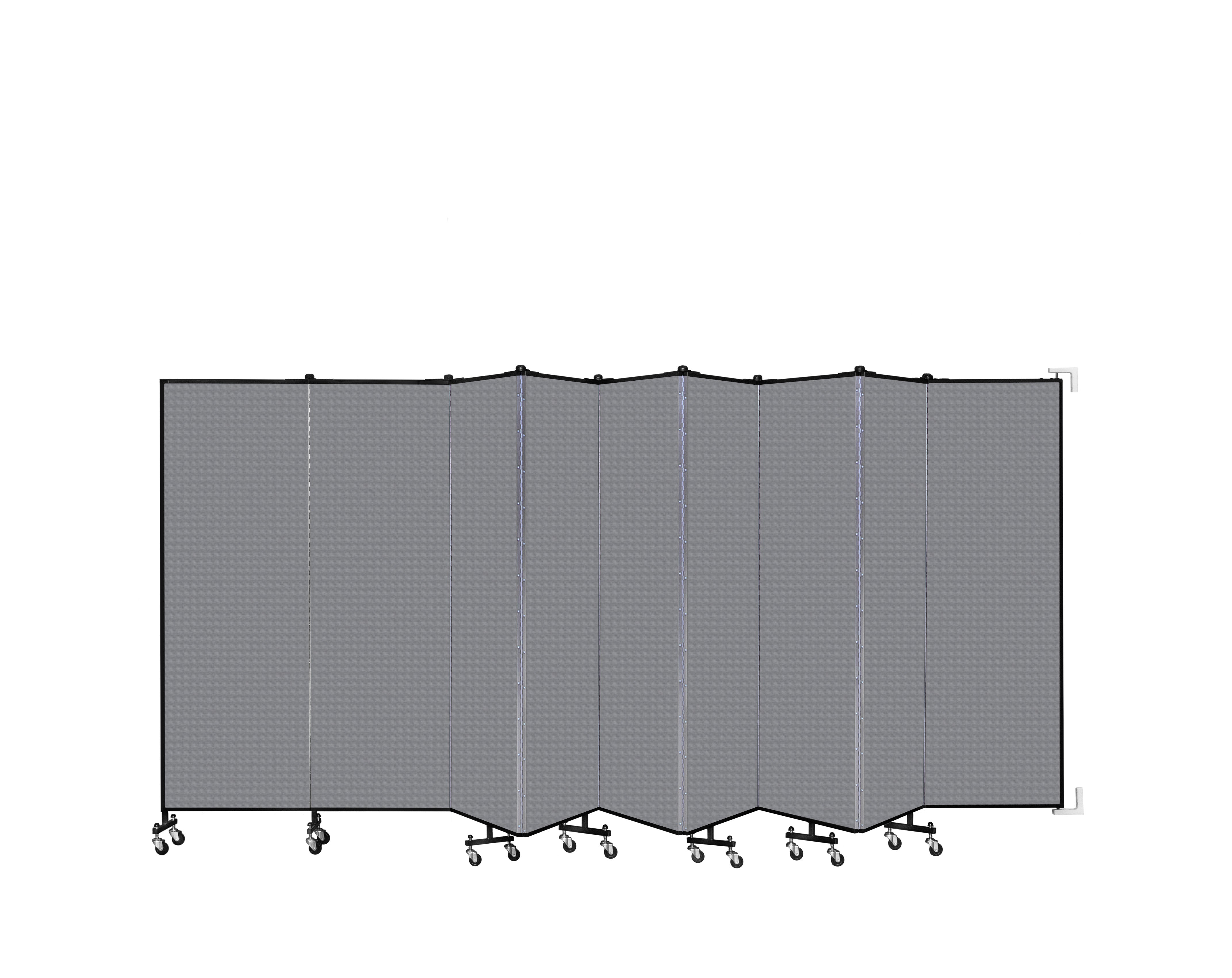 Wallmount Room Divider - 6'H x 16' 6"L - 9 Panel, Stone, Fabric