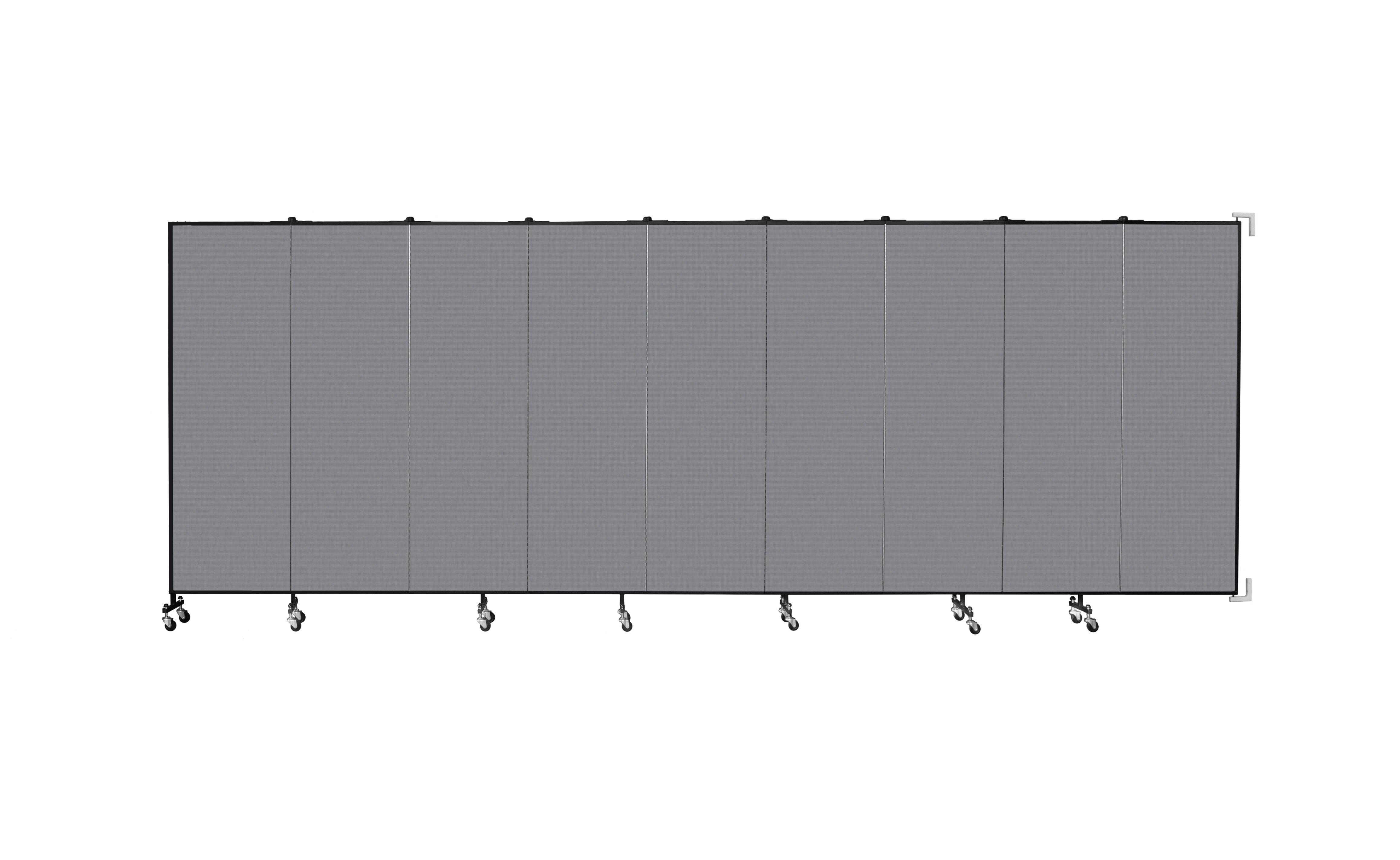 Wallmount Room Divider - 6'H x 16' 6"L - 9 Panel, Stone, Fabric