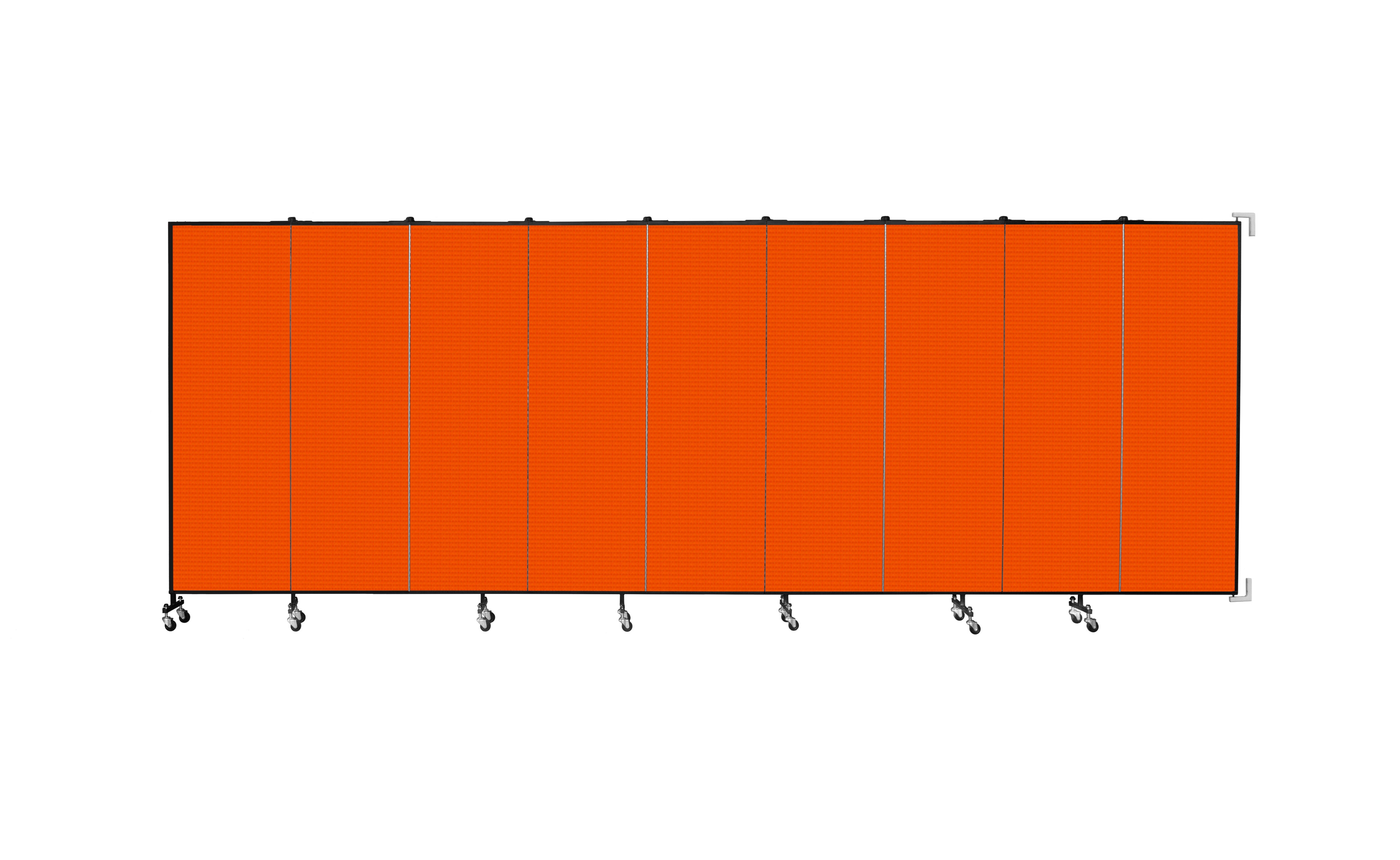 Wallmount Room Divider - 6'H x 16' 6"L - 9 Panel, Orange, Fabric