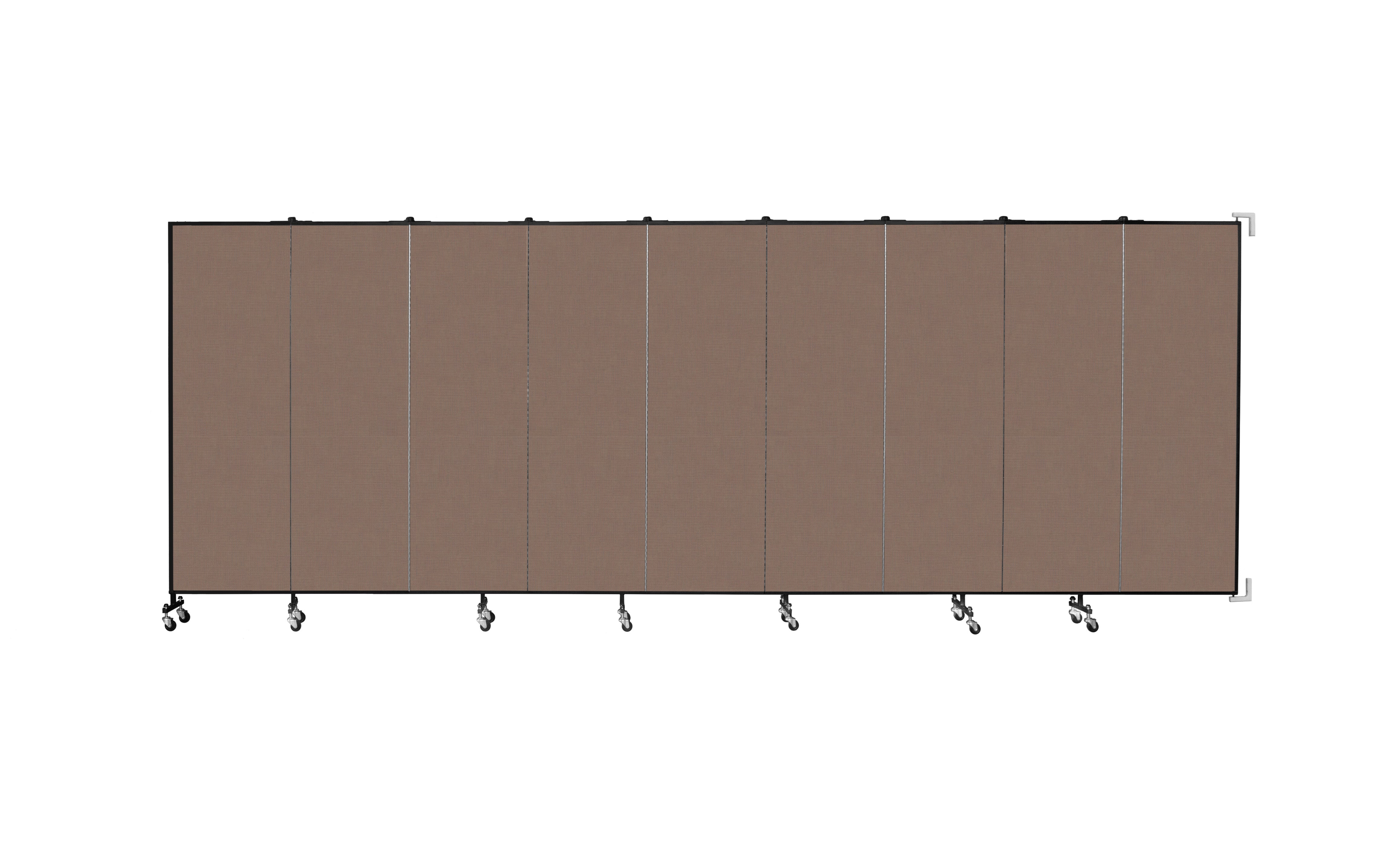 Wallmount Room Divider - 6'H x 16' 6"L - 9 Panel, Walnut, Fabric