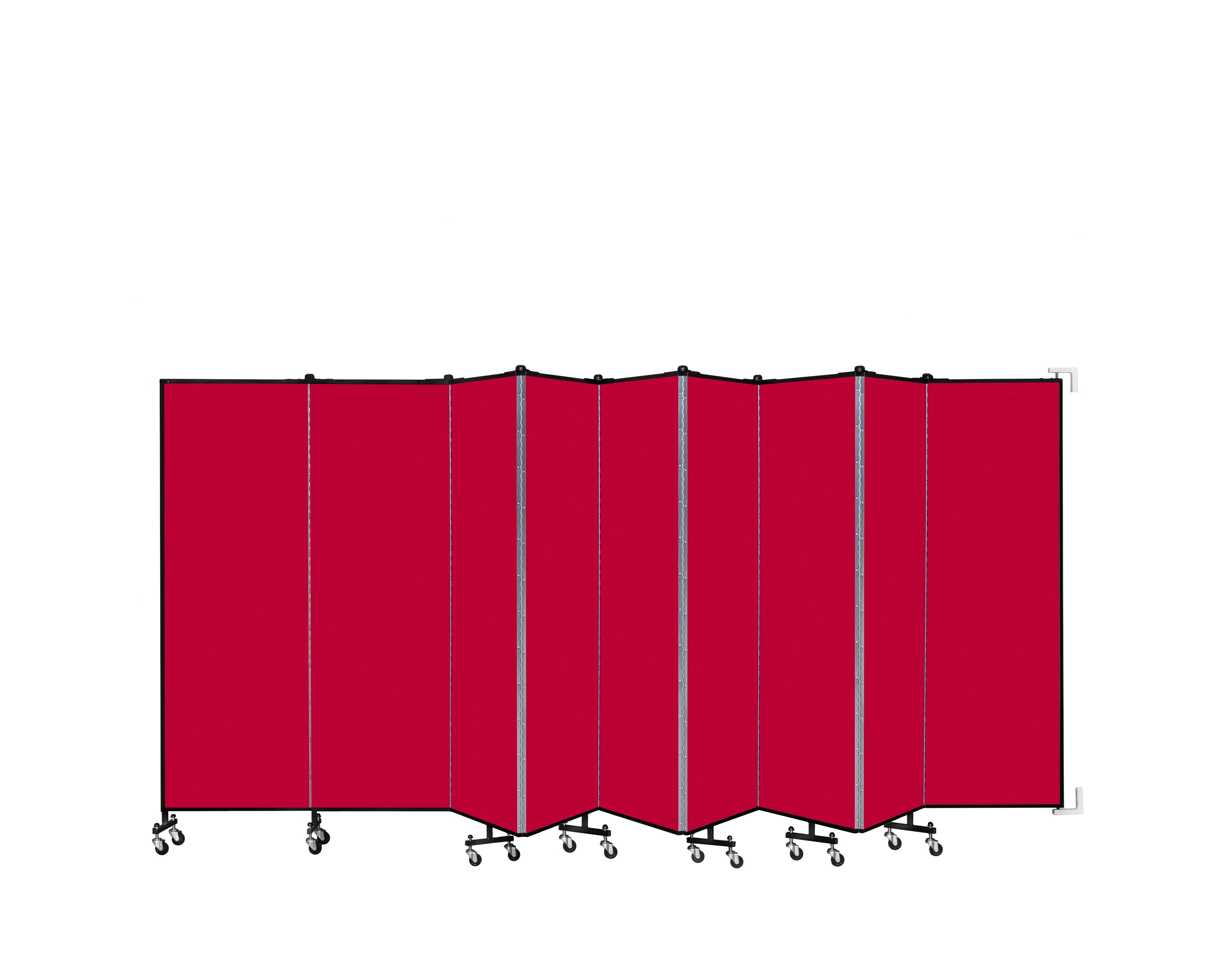 Wallmount Room Divider - 6'H x 16' 6"L - 9 Panel, Primary Red, Fabric