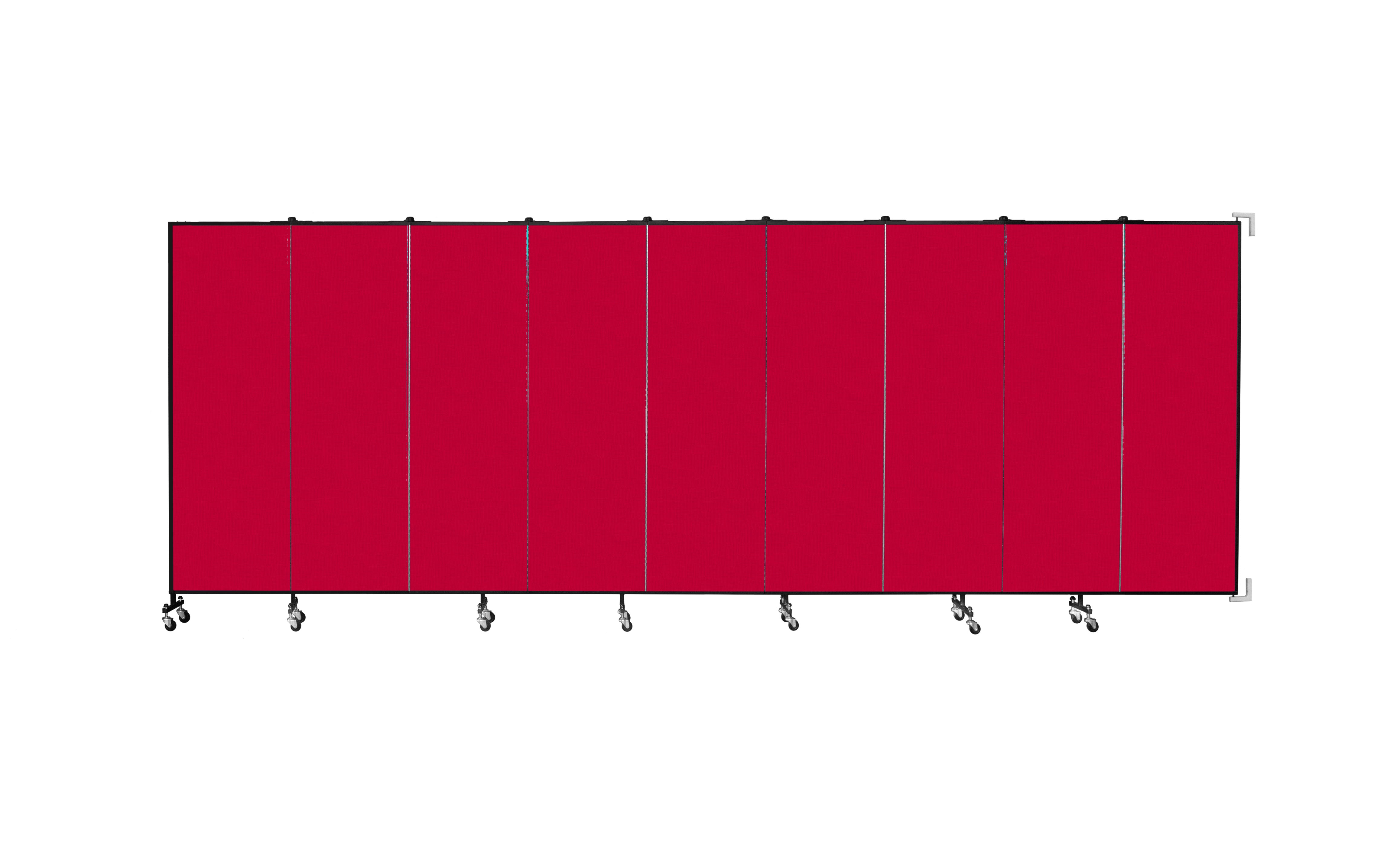 Wallmount Room Divider - 6'H x 16' 6"L - 9 Panel, Primary Red, Fabric