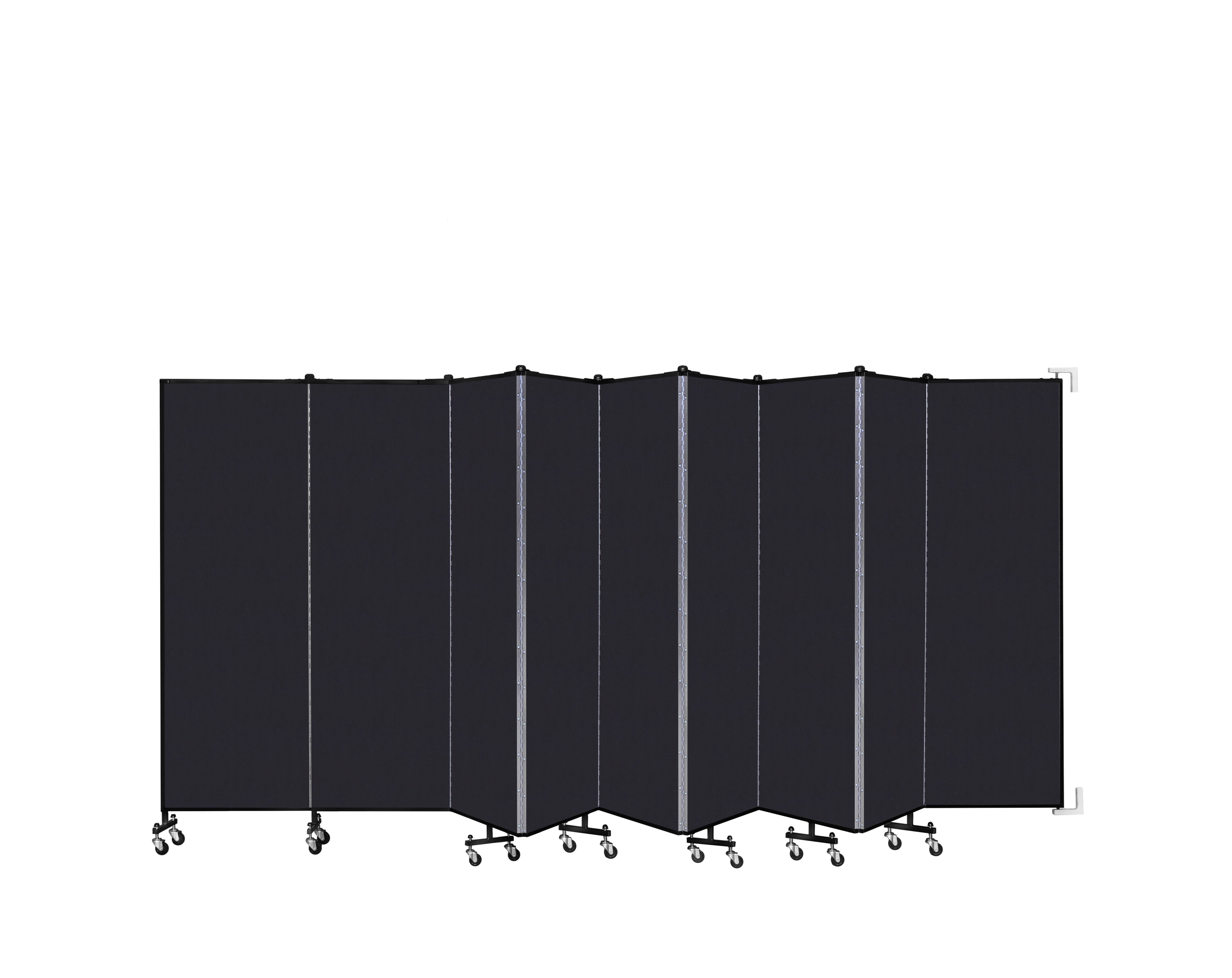 Wallmount Room Divider - 6'H x 16' 6"L - 9 Panel, Black, Fabric