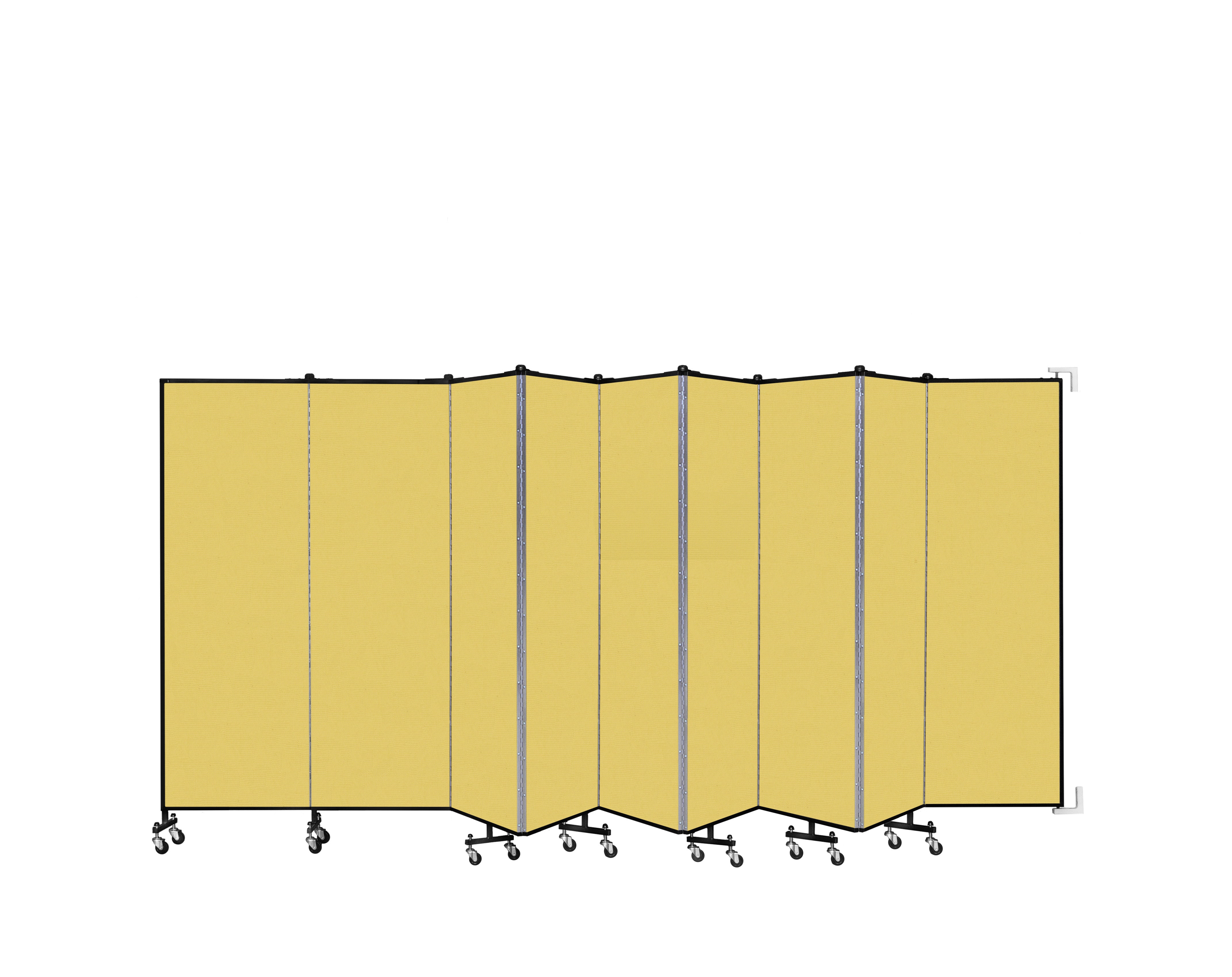 Wallmount Room Divider - 6'H x 16' 6"L - 9 Panel, Primary Yellow, Fabric