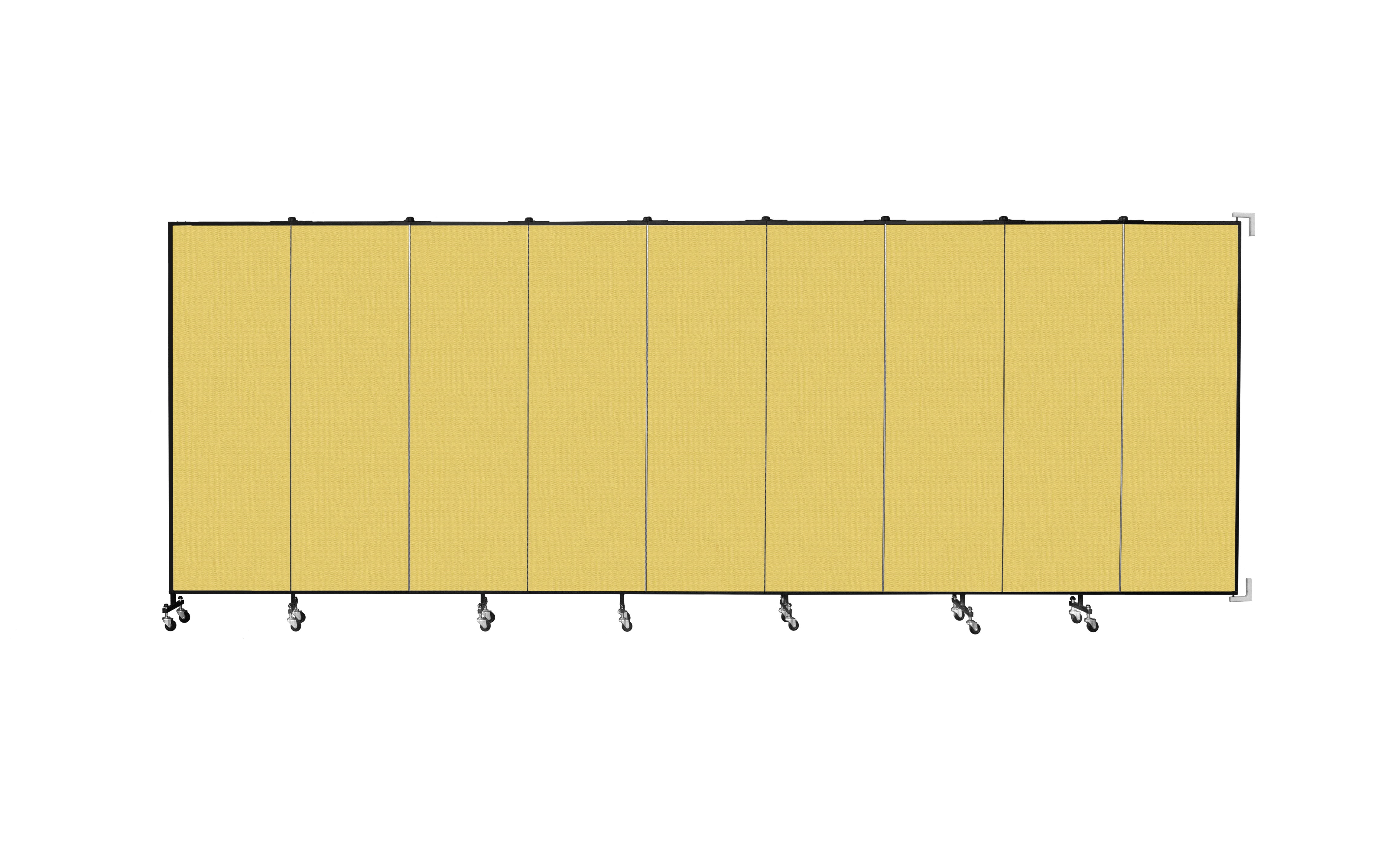 Wallmount Room Divider - 6'H x 16' 6"L - 9 Panel, Primary Yellow, Fabric