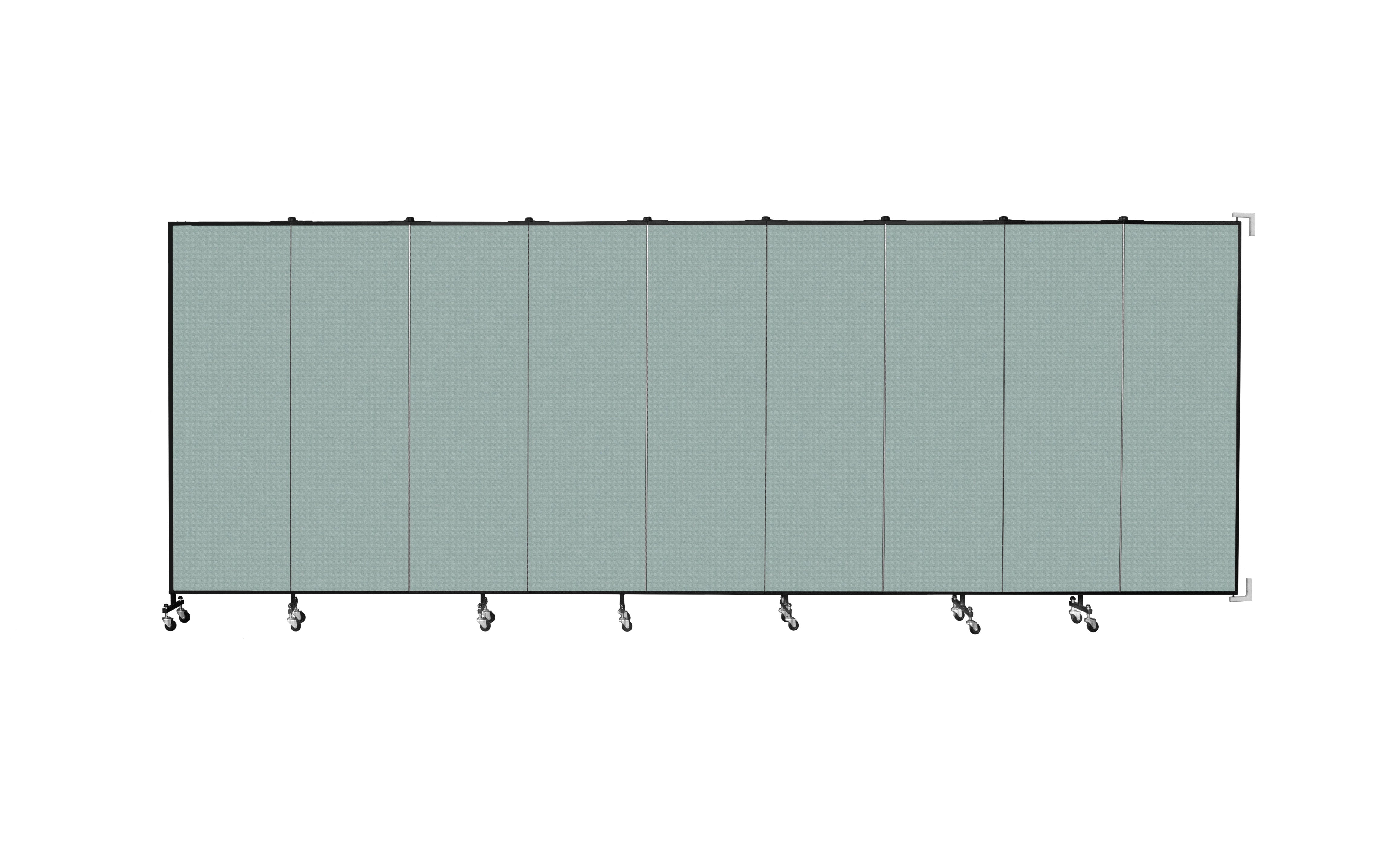 Wallmount Room Divider - 6'H x 16' 6"L - 9 Panel, Sea Green, Fabric