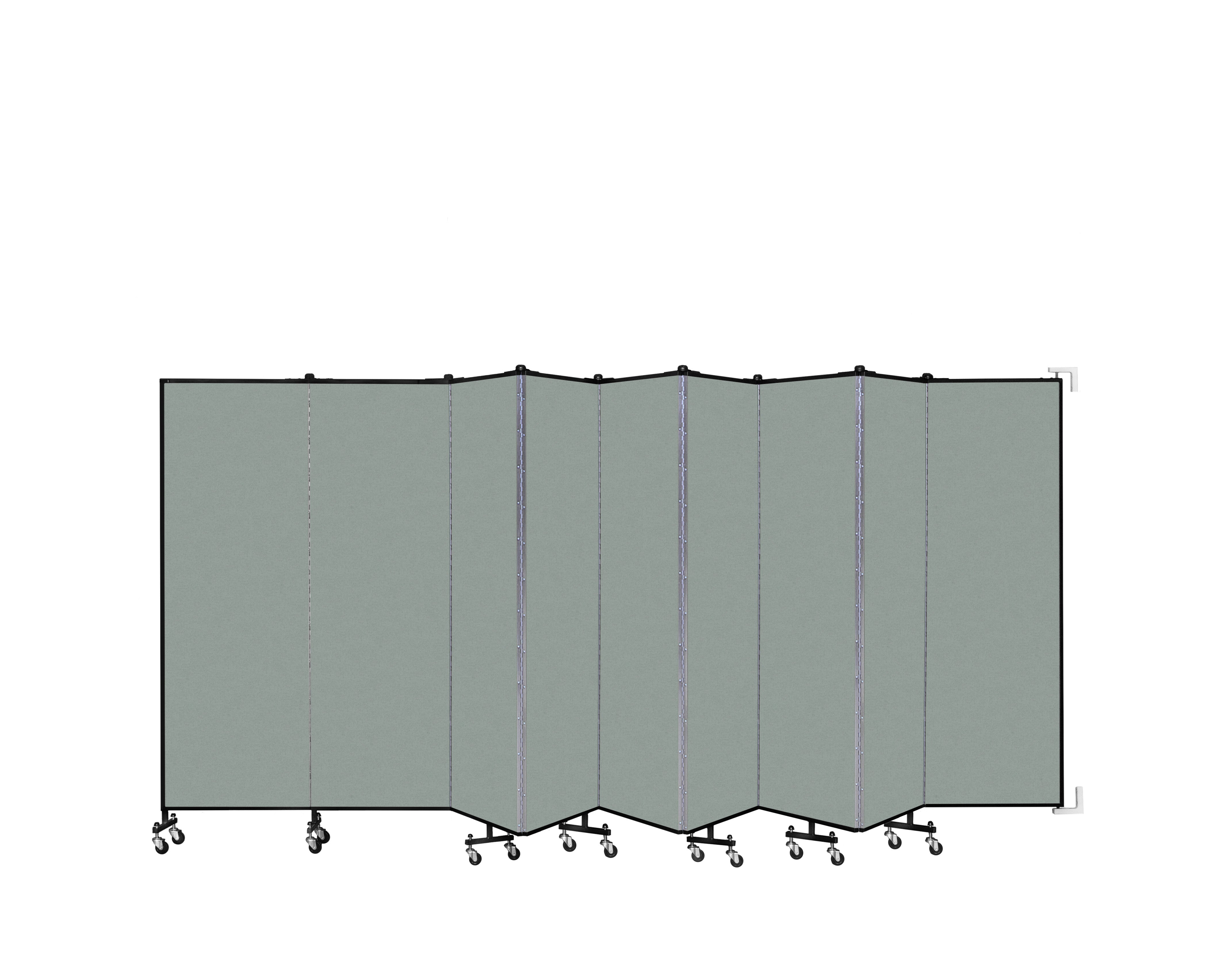 Wallmount Room Divider - 6'H x 16' 6"L - 9 Panel, Mint, Vinyl
