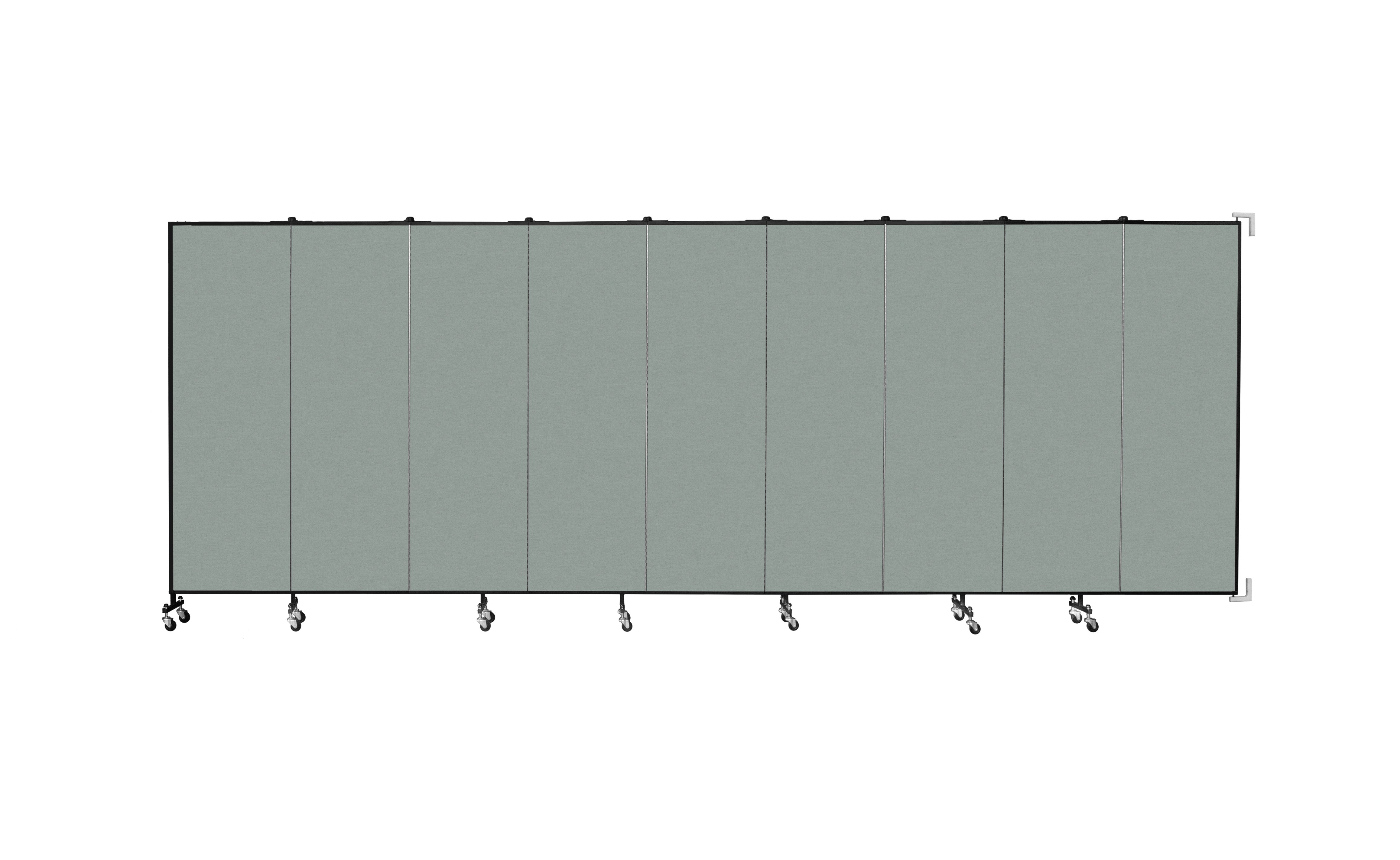 Wallmount Room Divider - 6'H x 16' 6"L - 9 Panel, Mint, Vinyl