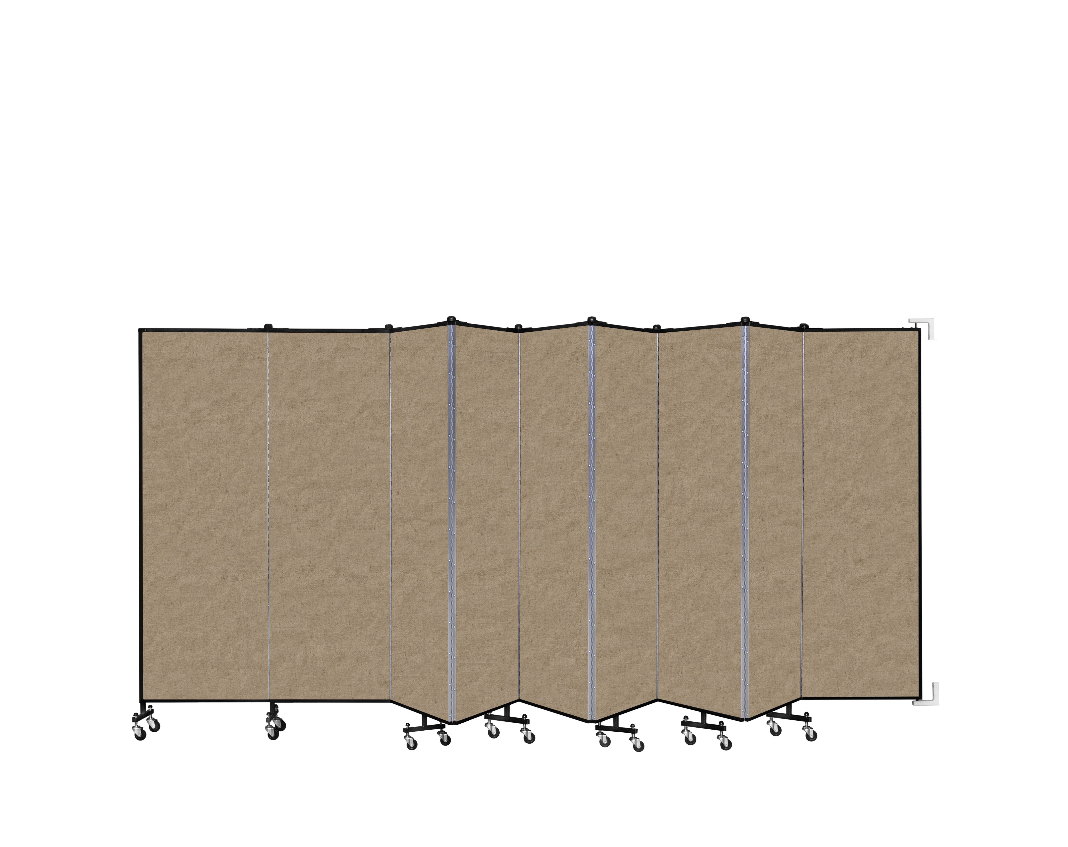 Wallmount Room Divider - 6'H x 16' 6"L - 9 Panel, Sandalwood, Vinyl