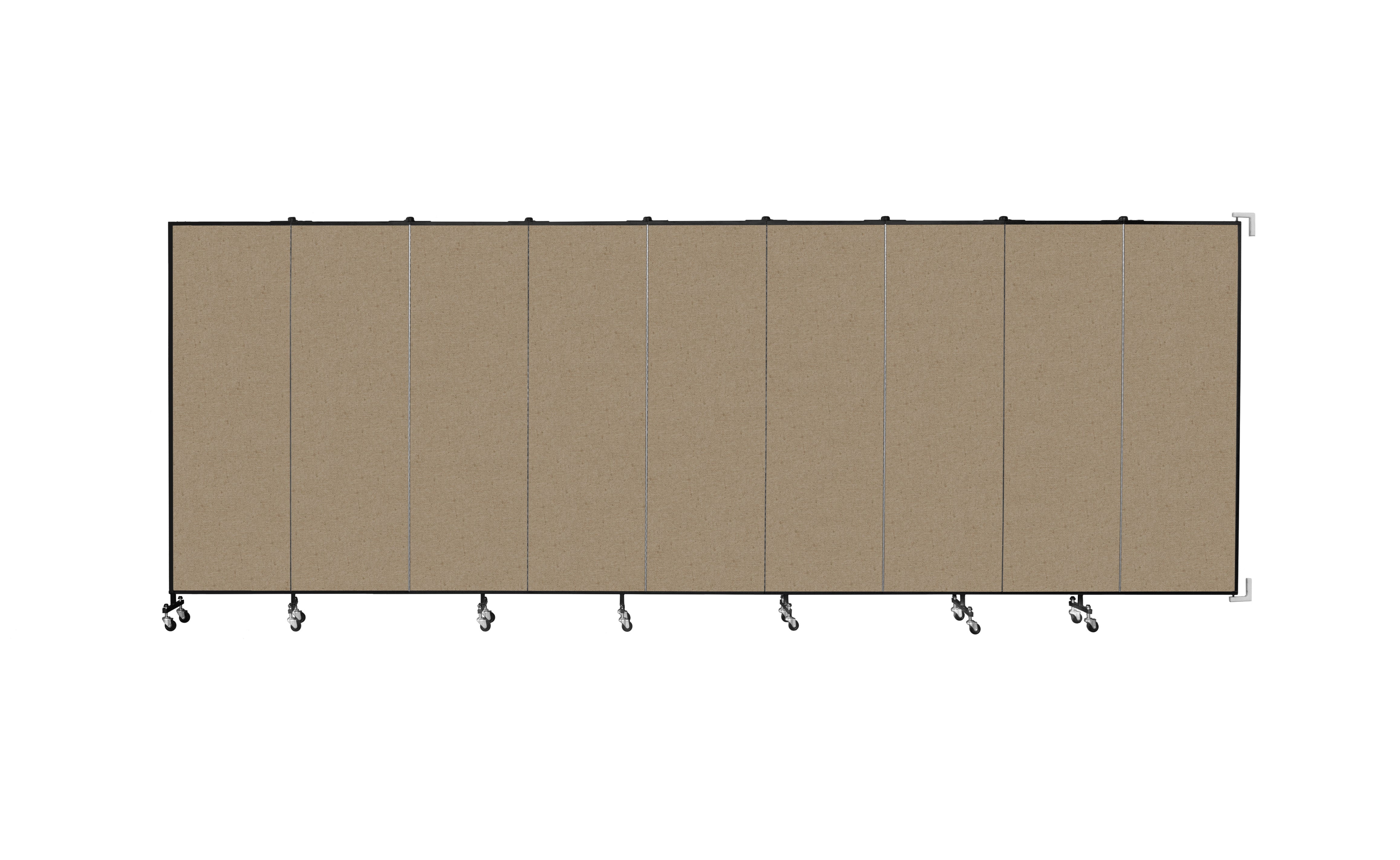 Wallmount Room Divider - 6'H x 16' 6"L - 9 Panel, Sandalwood, Vinyl