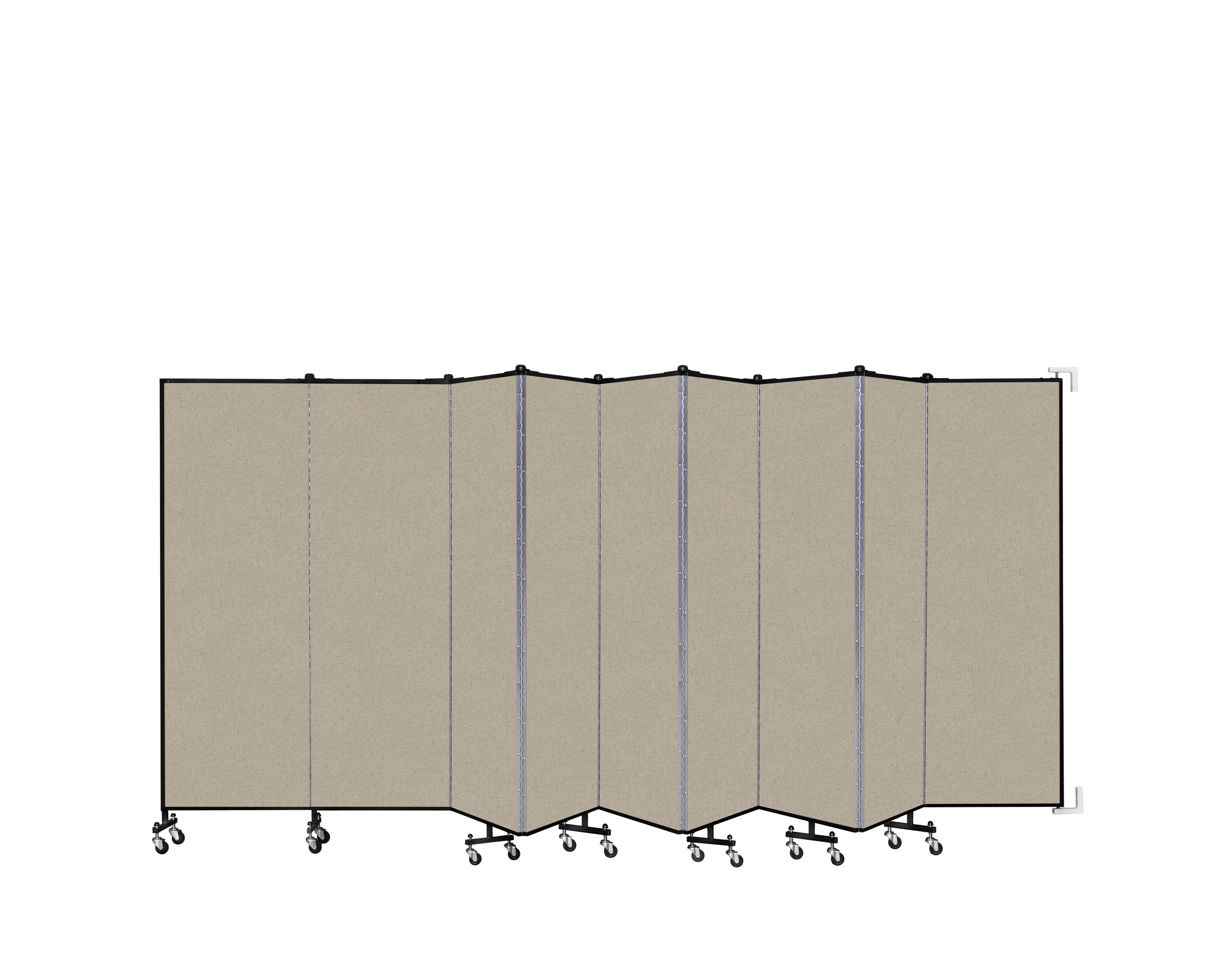 Wallmount Room Divider - 6'H x 16' 6"L - 9 Panel, Hazelnut, Vinyl