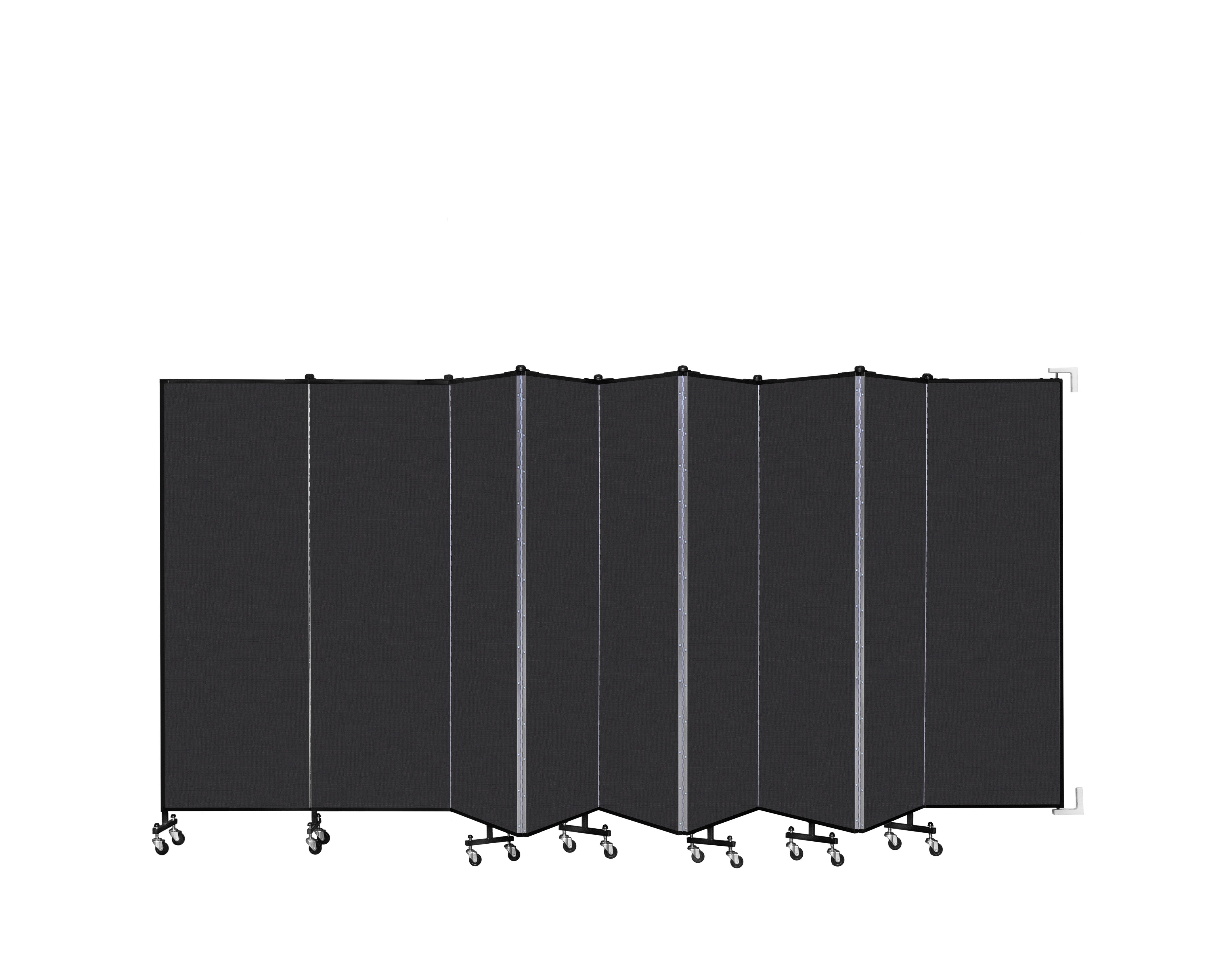 Wallmount Room Divider - 6'H x 16' 6"L - 9 Panel, Coal, Vinyl