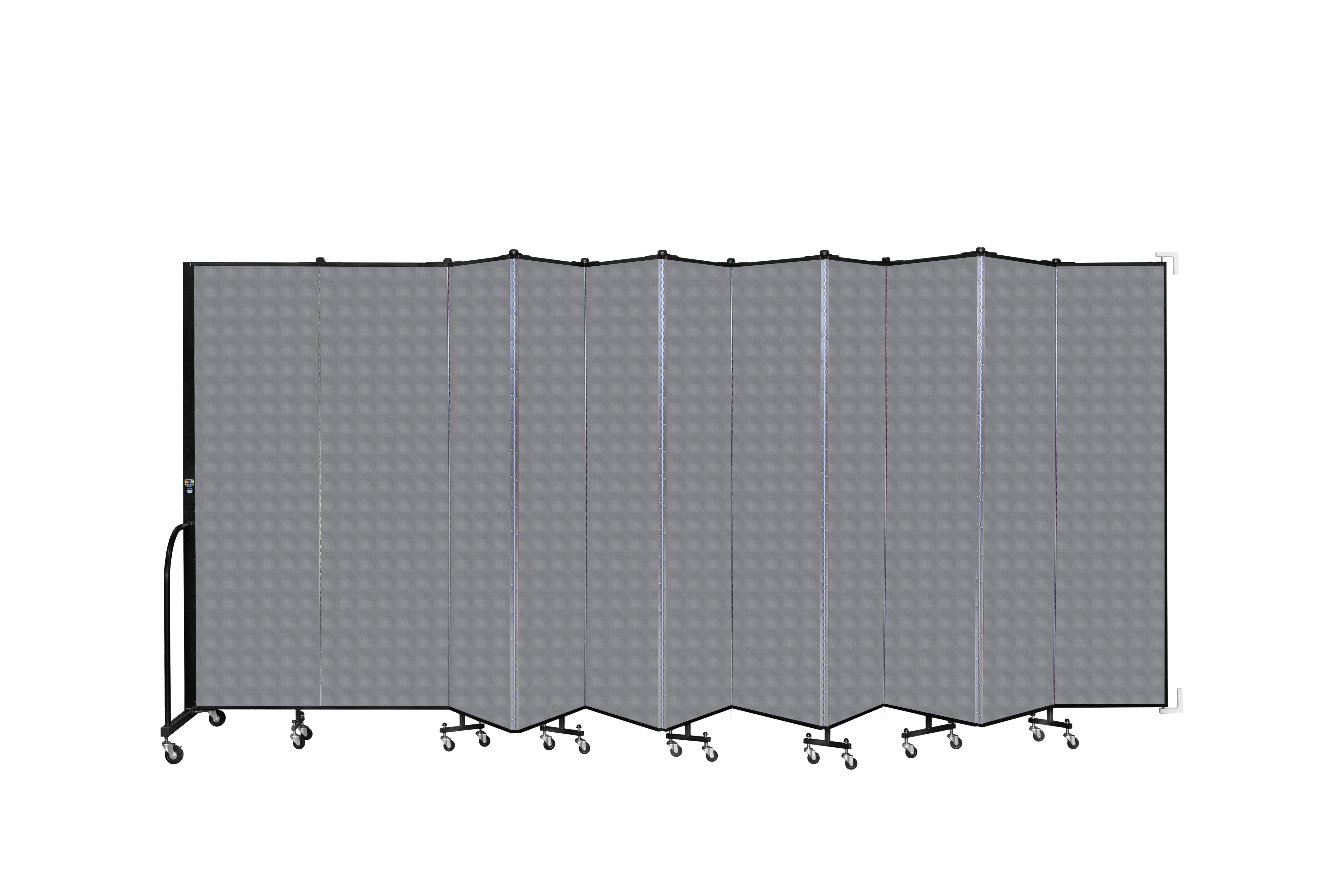 Wallmount Room Divider - 6' 8"H x 20 '2"L - 11 Panel, Stone, Fabric