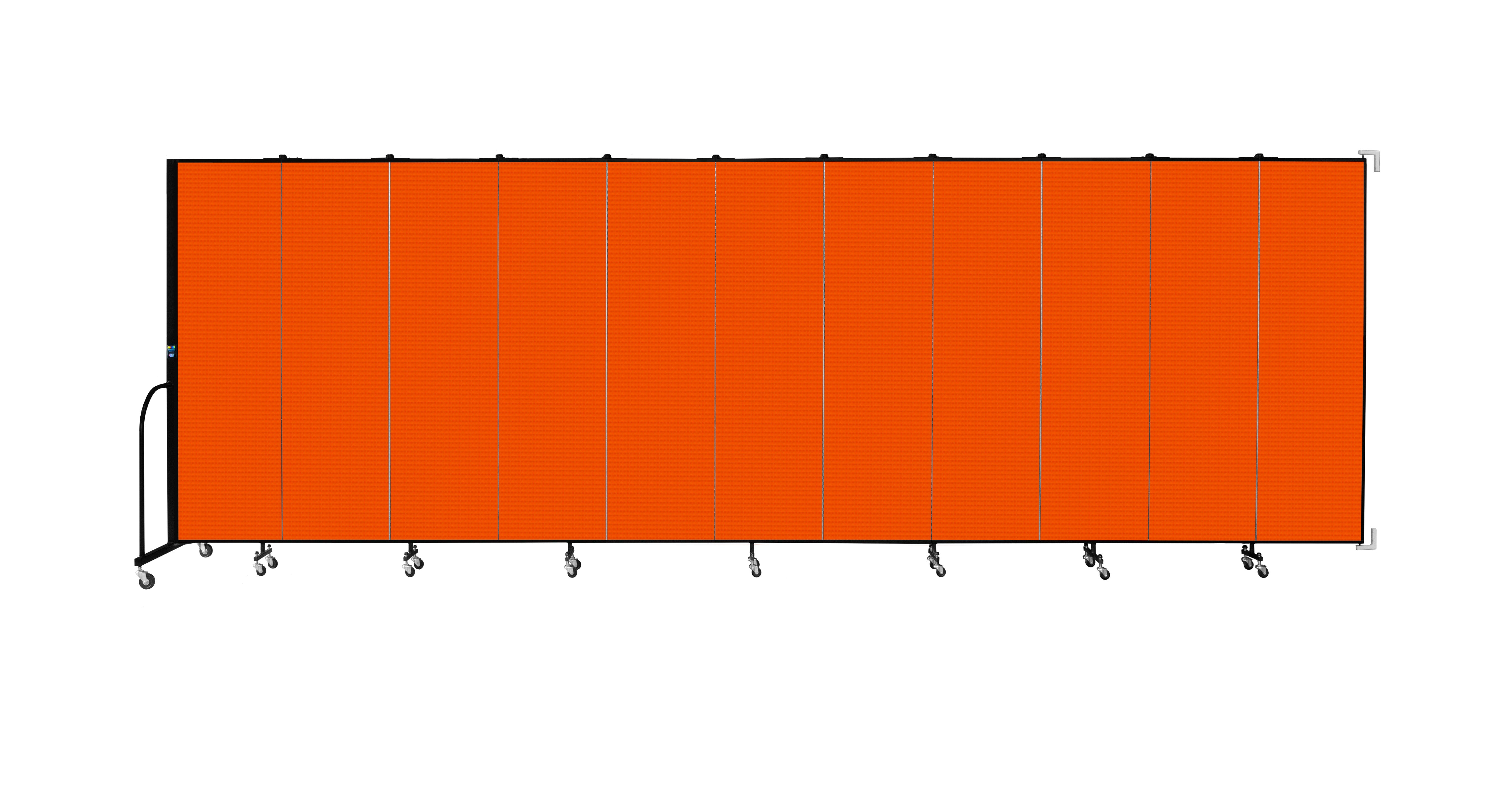 Wallmount Room Divider - 6' 8"H x 20 '2"L - 11 Panel, Orange, Fabric