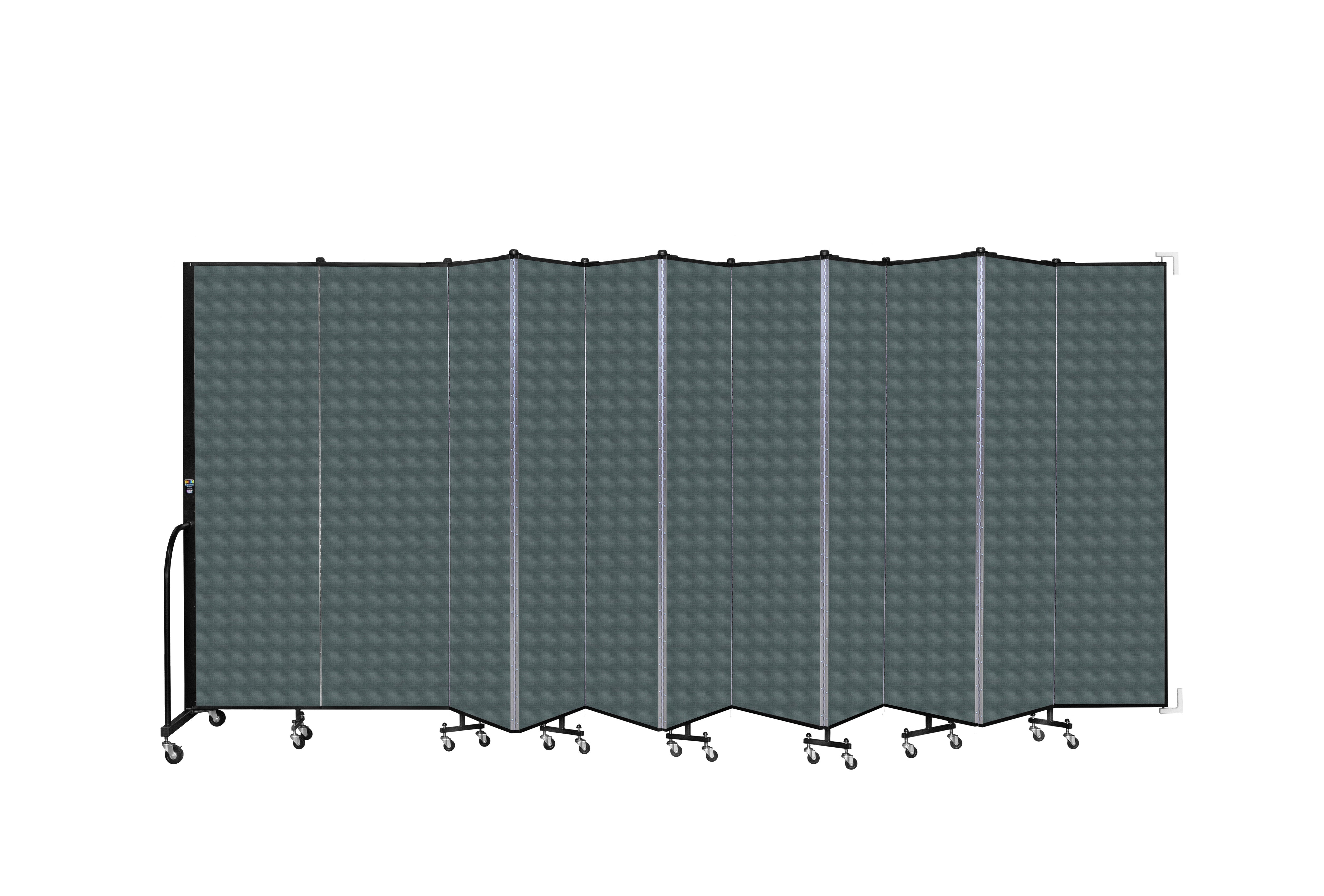Wallmount Room Divider - 6' 8"H x 20 '2"L - 11 Panel, Mallard, Fabric