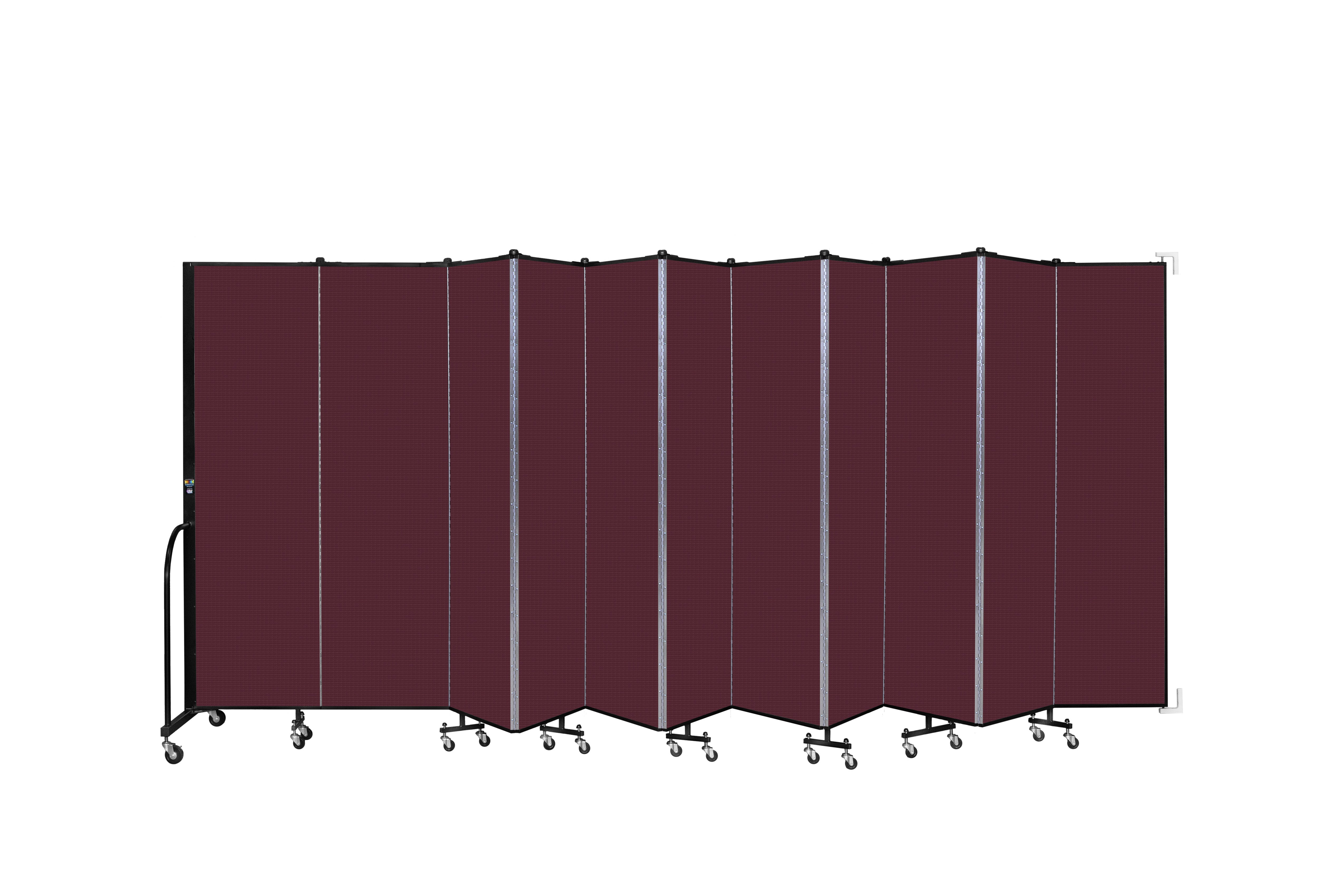 Wallmount Room Divider - 6' 8"H x 20 '2"L - 11 Panel, Purple, Fabric