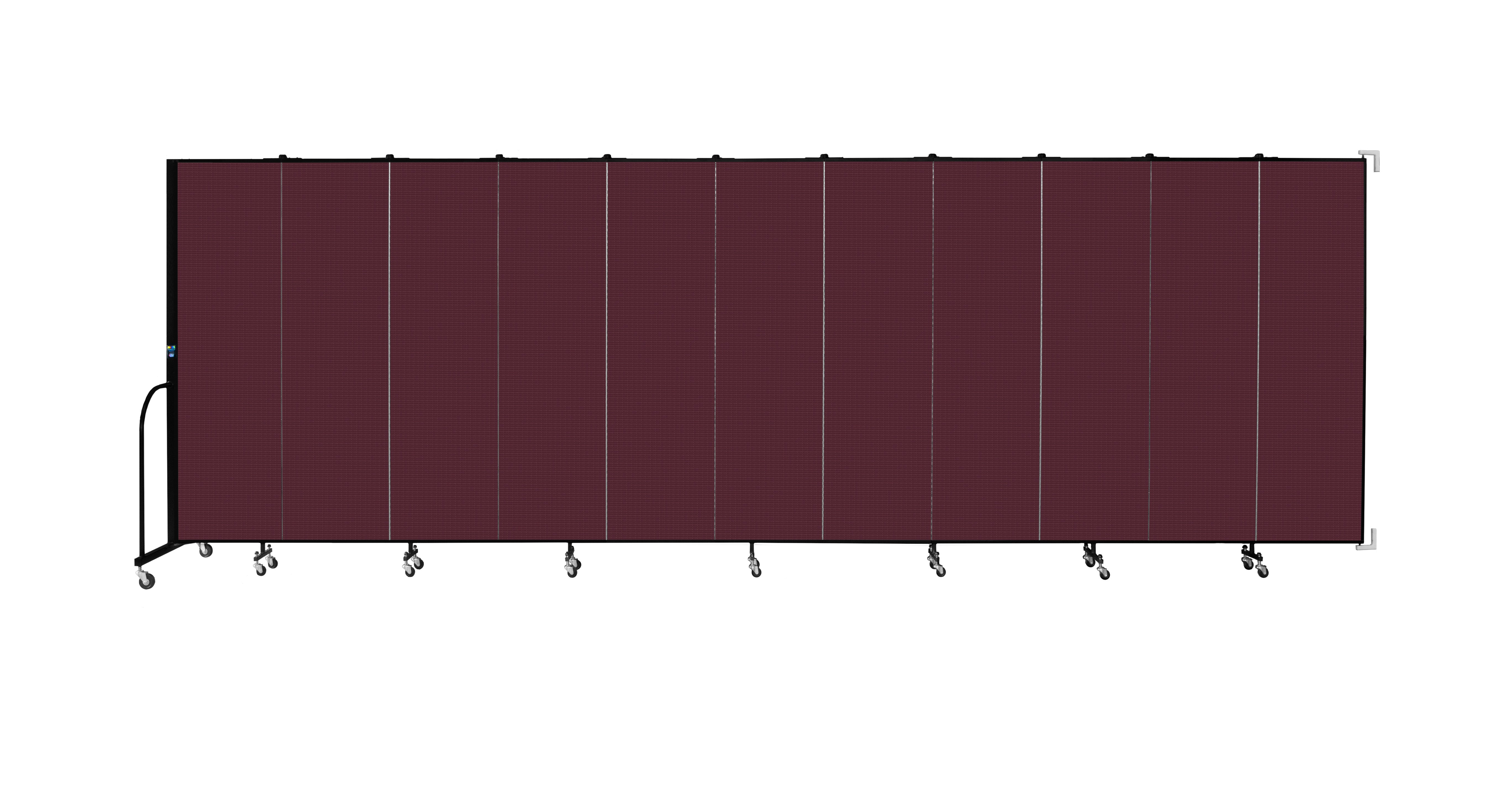 Wallmount Room Divider - 6' 8"H x 20 '2"L - 11 Panel, Purple, Fabric