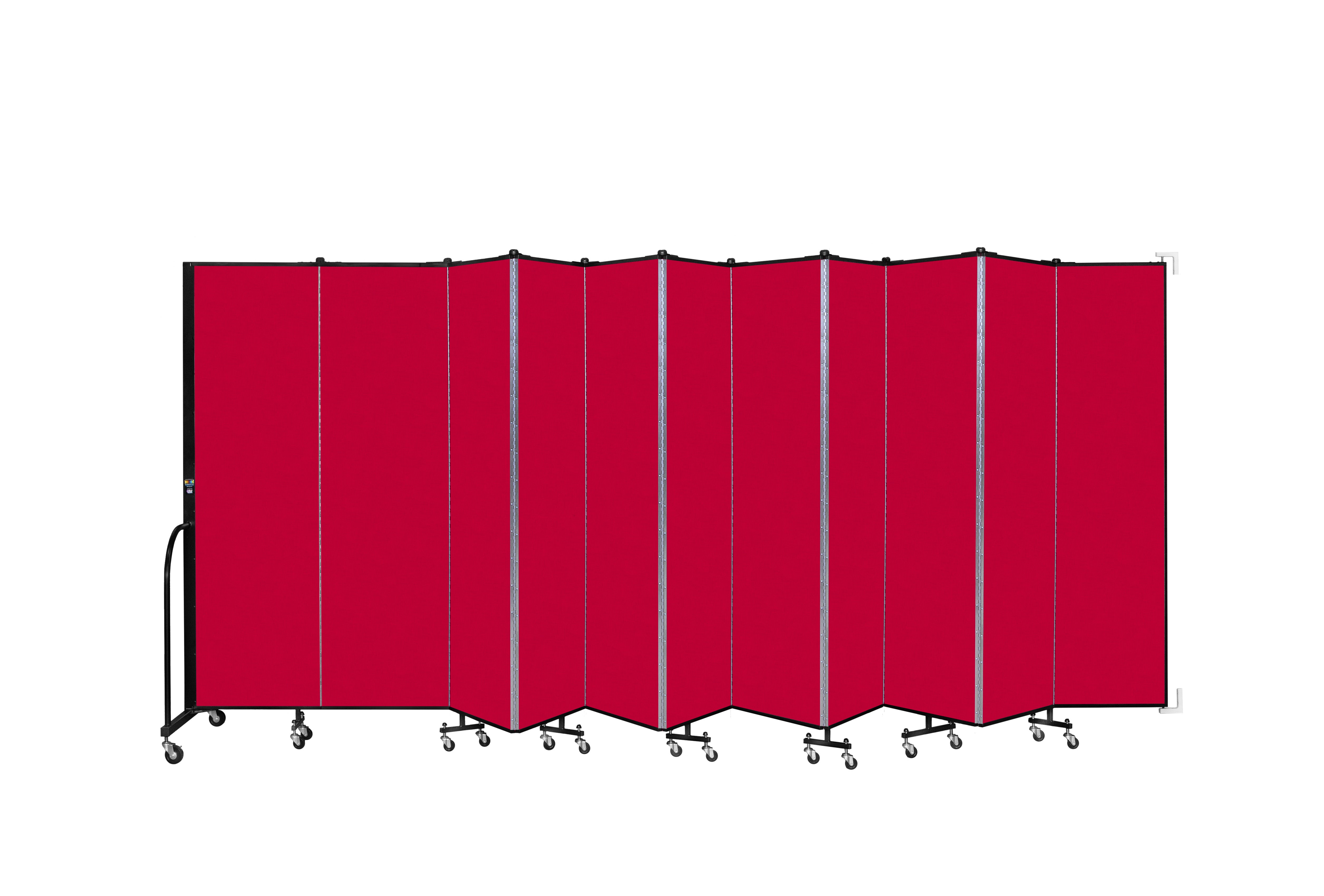 Wallmount Room Divider - 6' 8"H x 20 '2"L - 11 Panel, Primary Red, Fabric