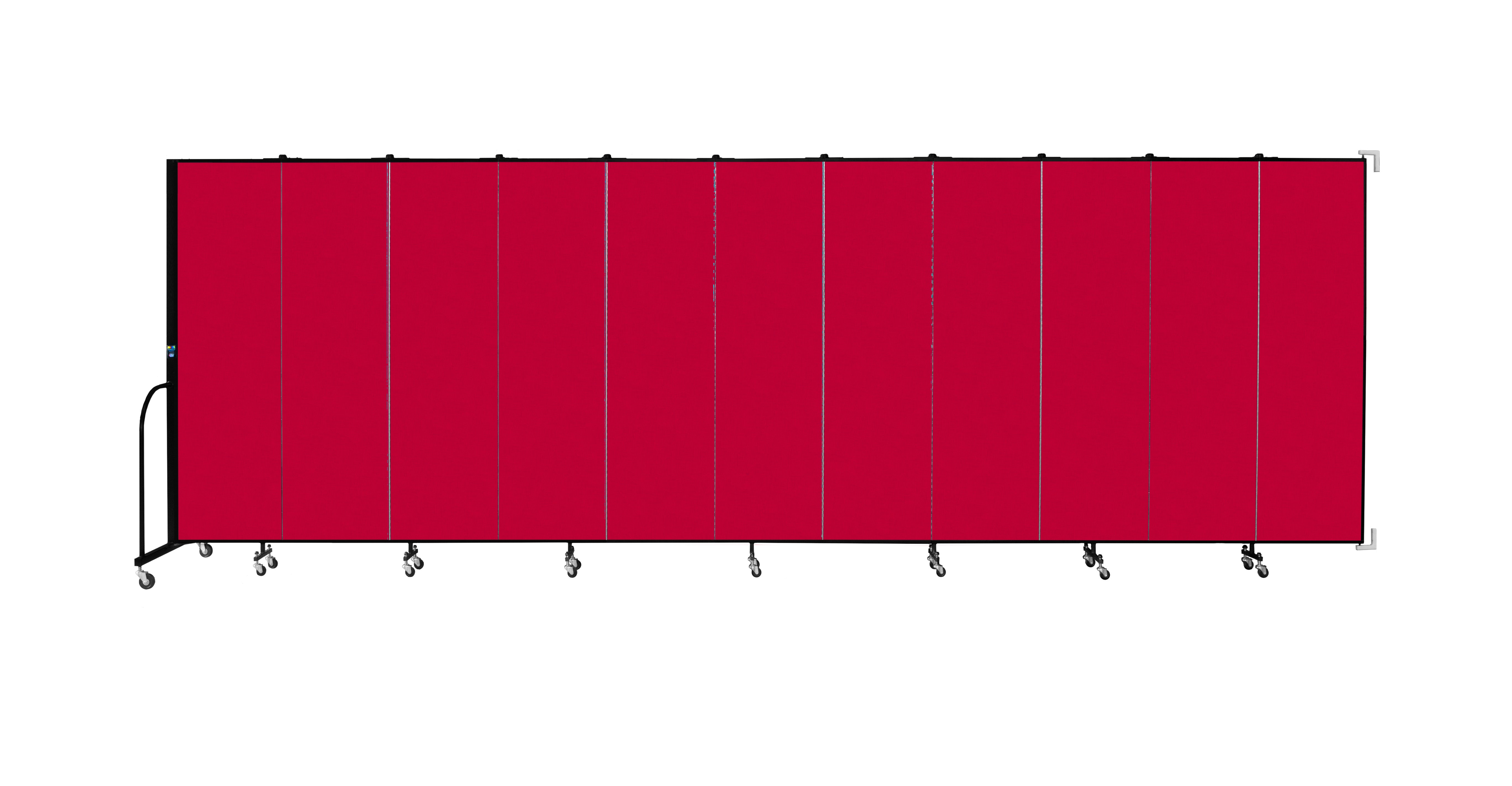 Wallmount Room Divider - 6' 8"H x 20 '2"L - 11 Panel, Primary Red, Fabric