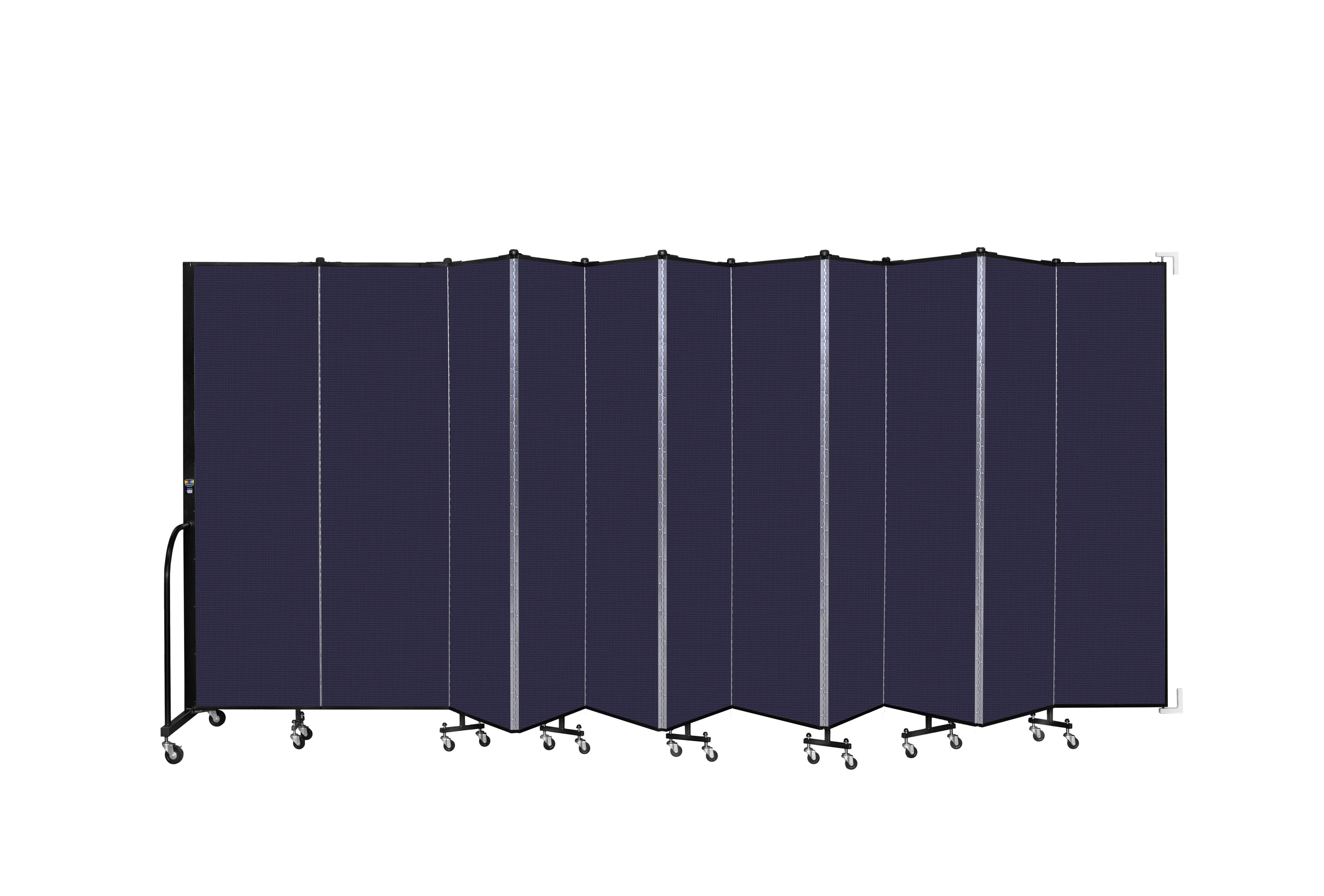 Wallmount Room Divider - 6' 8"H x 20 '2"L - 11 Panel, Navy, Fabric