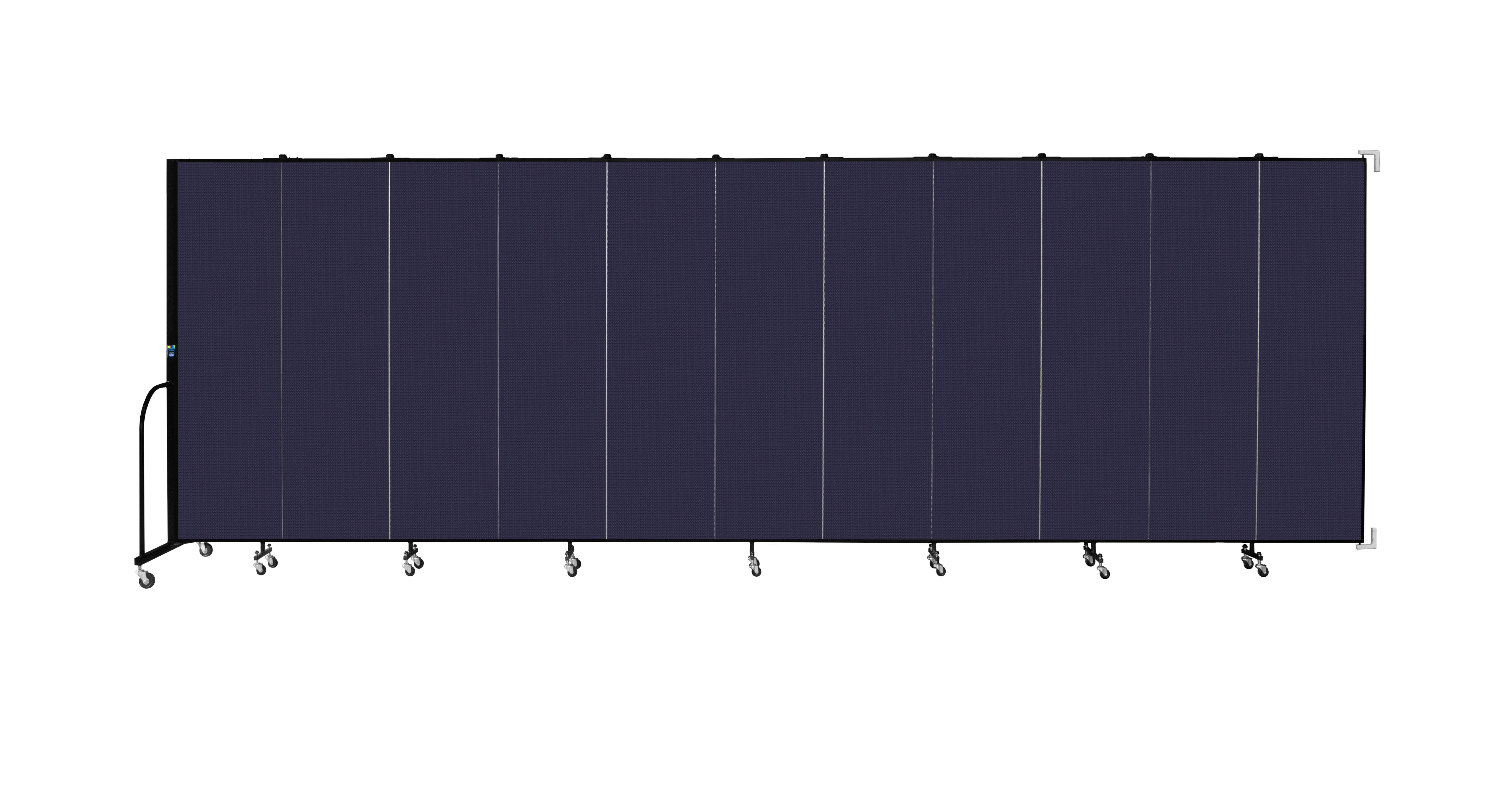 Wallmount Room Divider - 6' 8"H x 20 '2"L - 11 Panel, Navy, Fabric