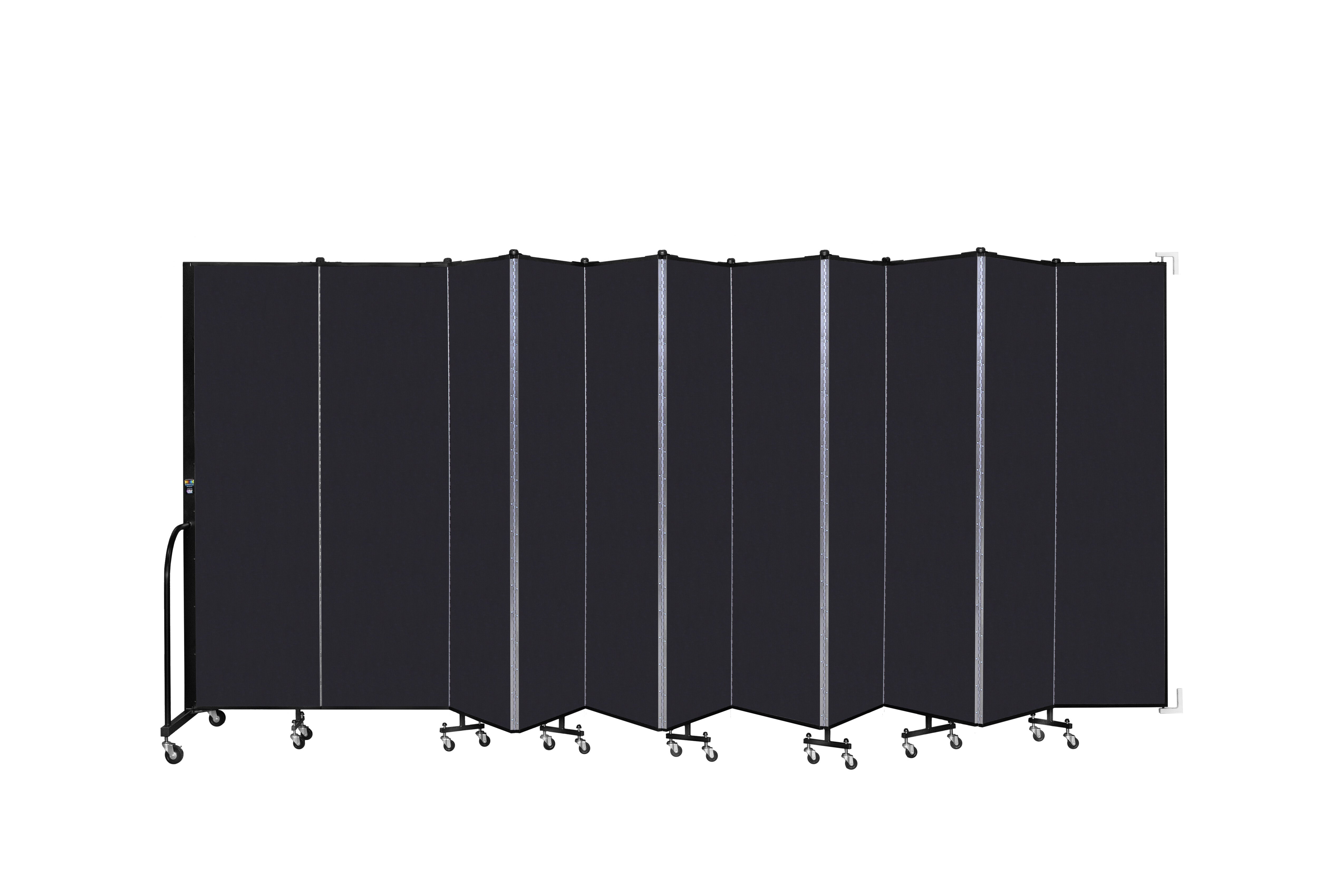 Wallmount Room Divider - 6' 8"H x 20 '2"L - 11 Panel, Black, Fabric