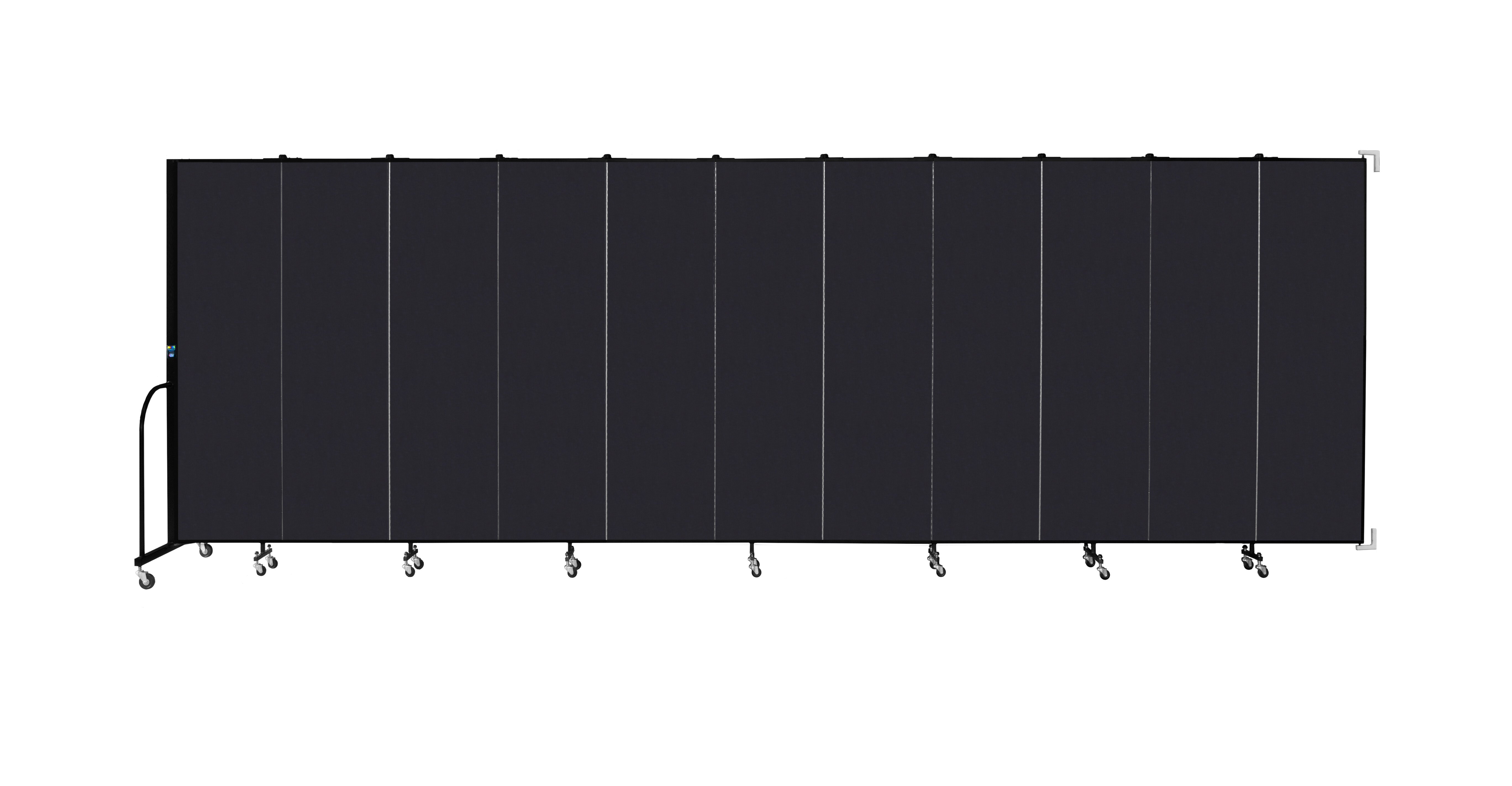 Wallmount Room Divider - 6' 8"H x 20 '2"L - 11 Panel, Black, Fabric
