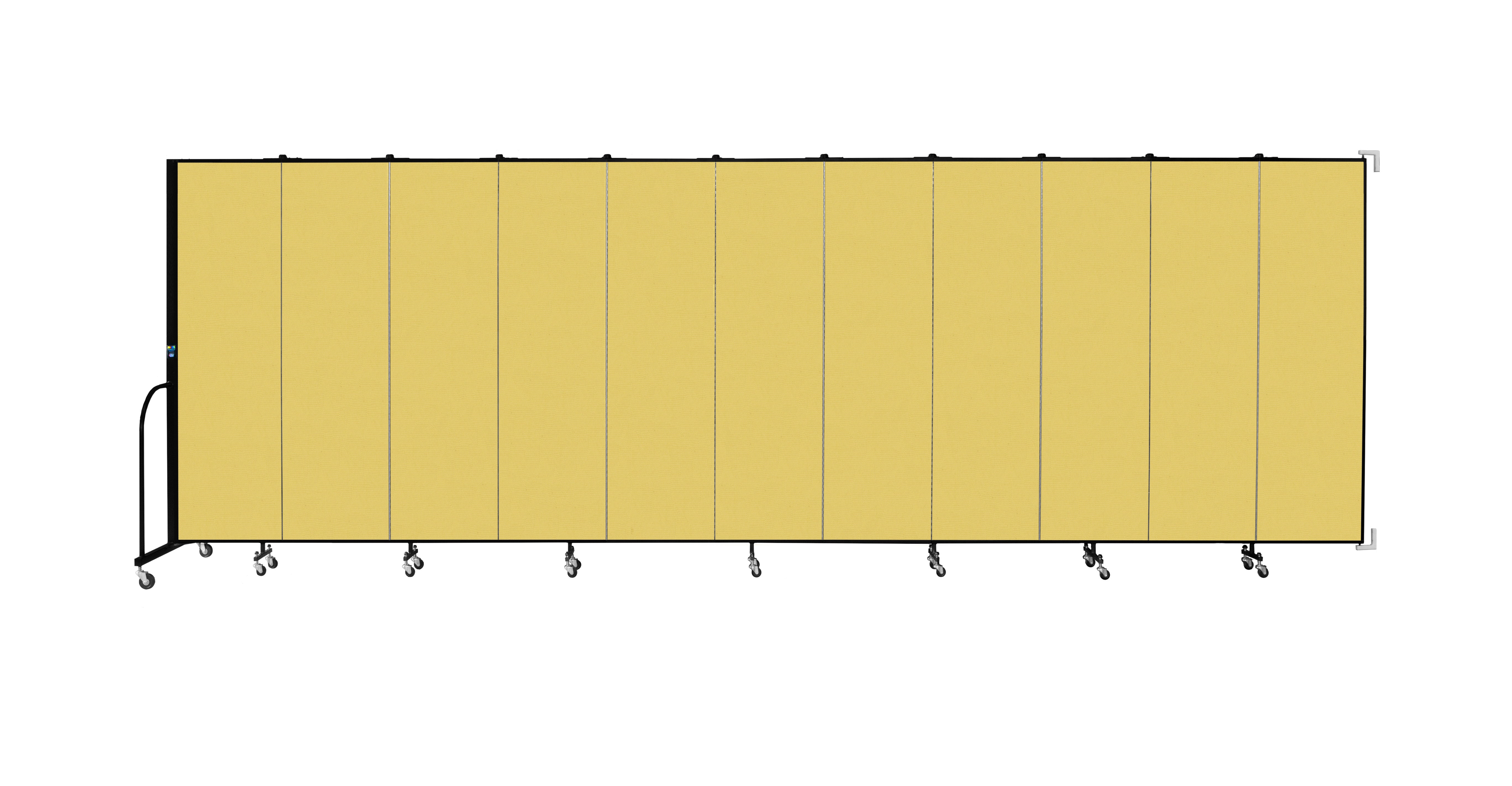 Wallmount Room Divider - 6' 8"H x 20 '2"L - 11 Panel, Primary Yellow, Fabric