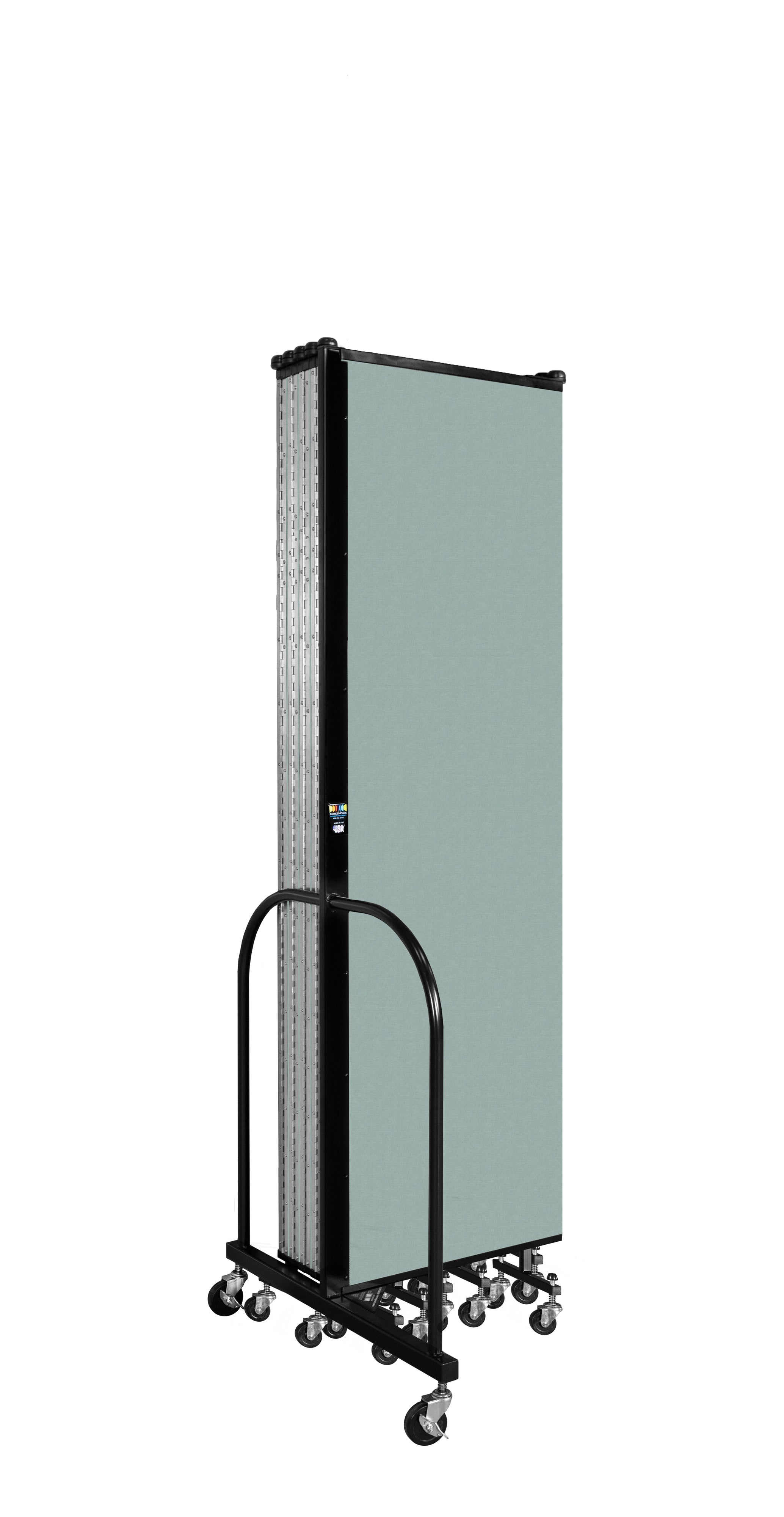 Wallmount Room Divider - 6' 8"H x 20 '2"L - 11 Panel, Sea Green, Fabric