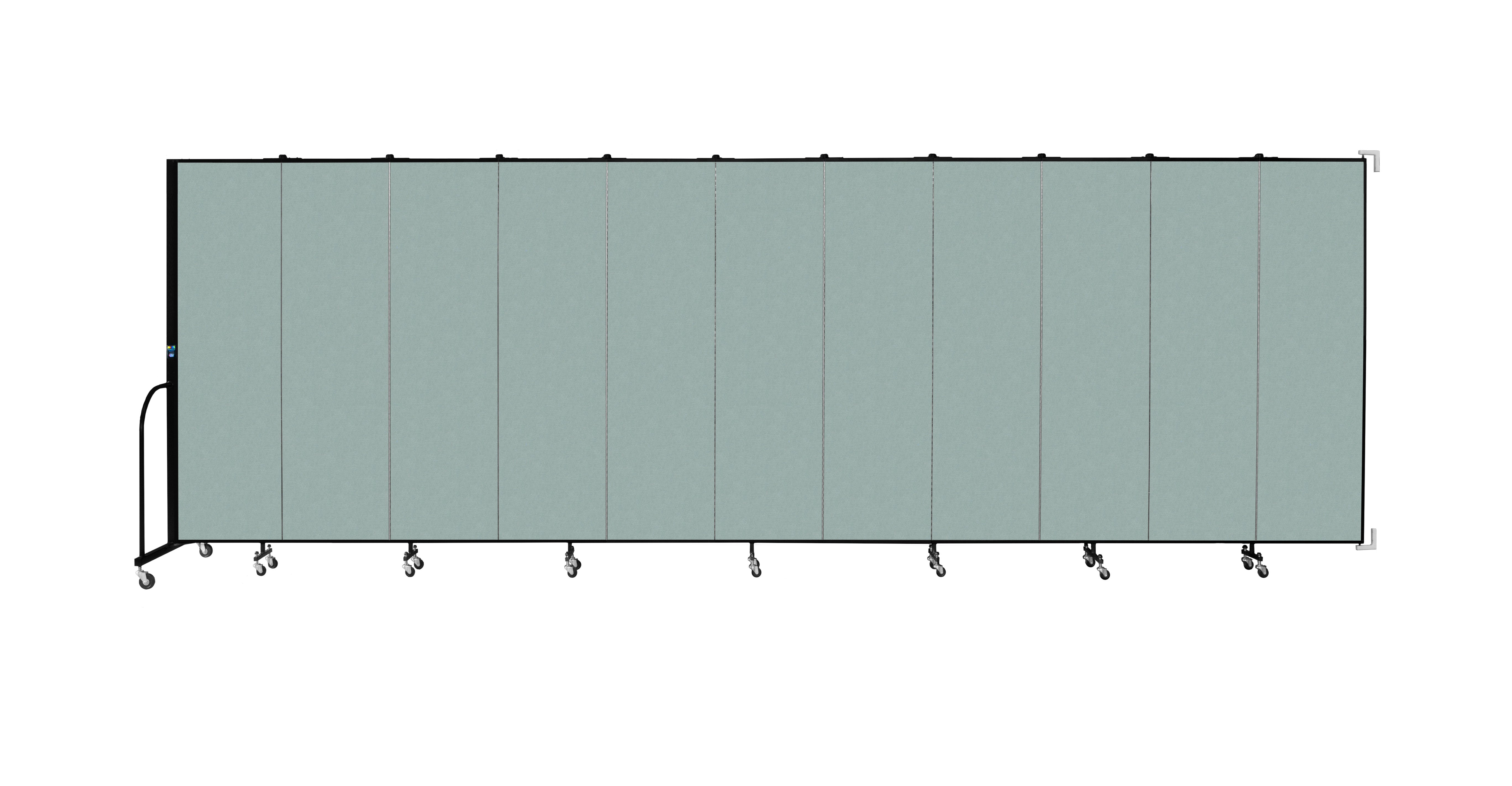 Wallmount Room Divider - 6' 8"H x 20 '2"L - 11 Panel, Sea Green, Fabric