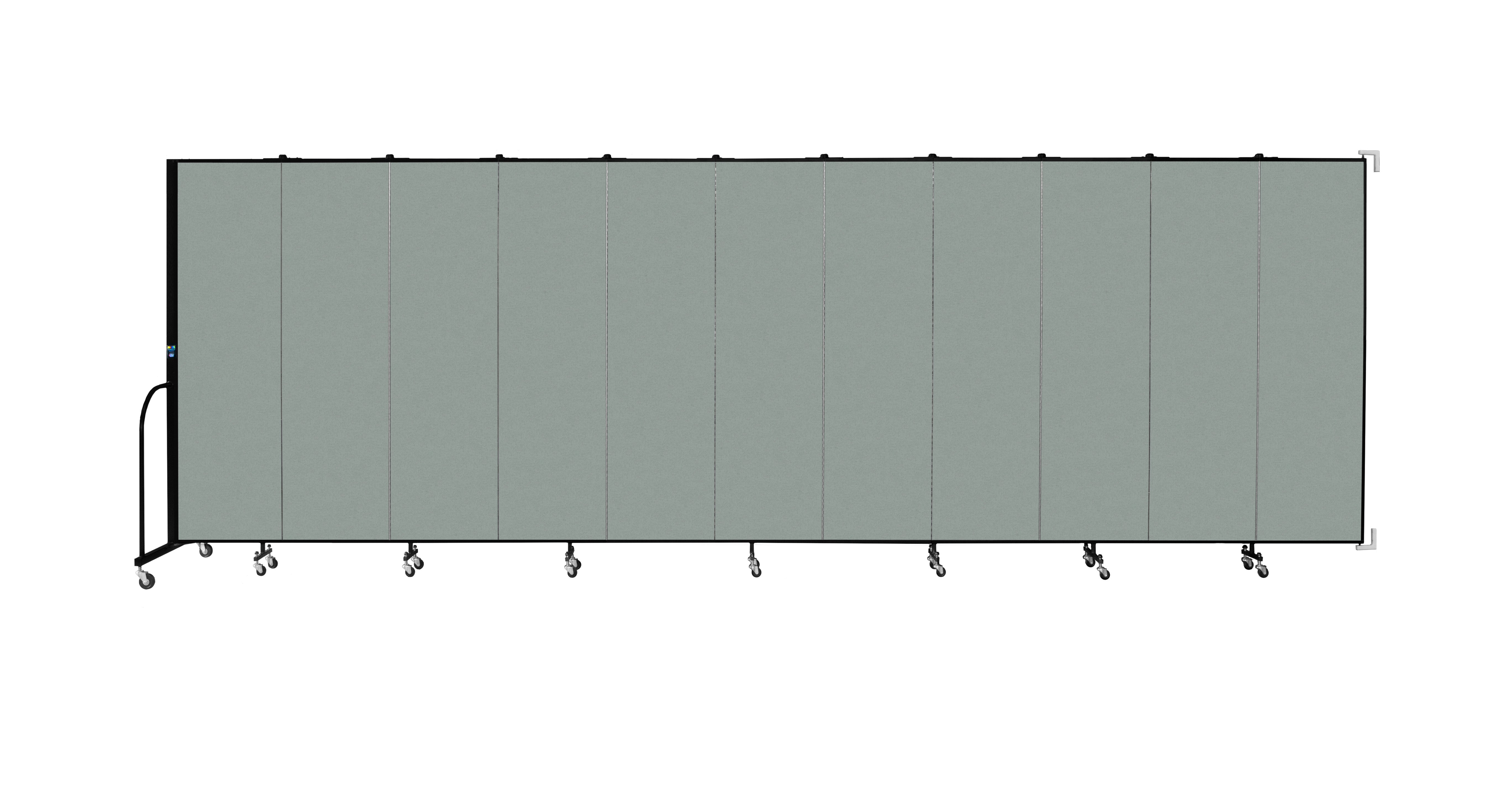 Wallmount Room Divider - 6' 8"H x 20 '2"L - 11 Panel, Mint, Vinyl