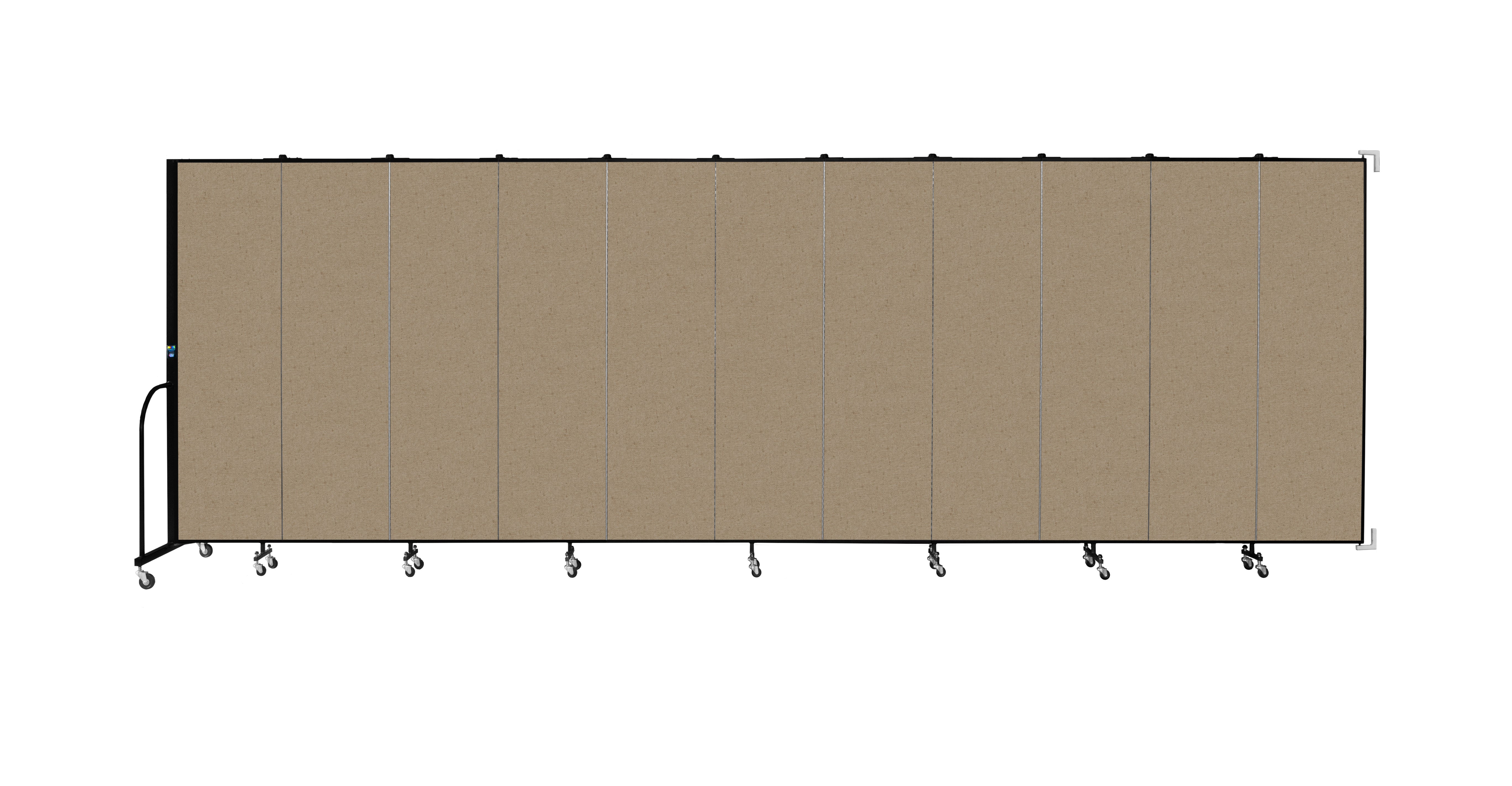 Wallmount Room Divider - 6' 8"H x 20 '2"L - 11 Panel, Sandalwood, Vinyl