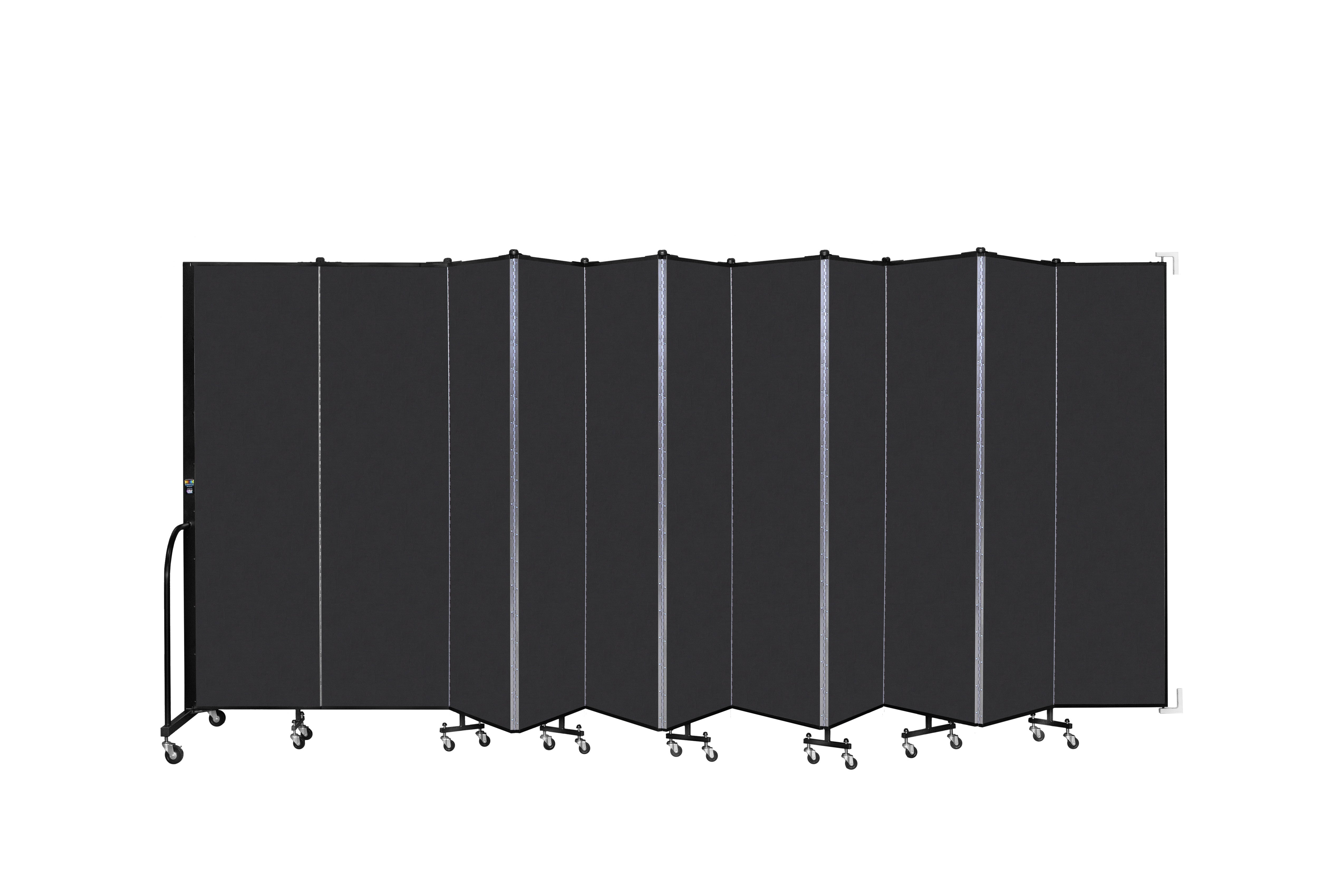 Wallmount Room Divider - 6' 8"H x 20 '2"L - 11 Panel, Coal, Vinyl