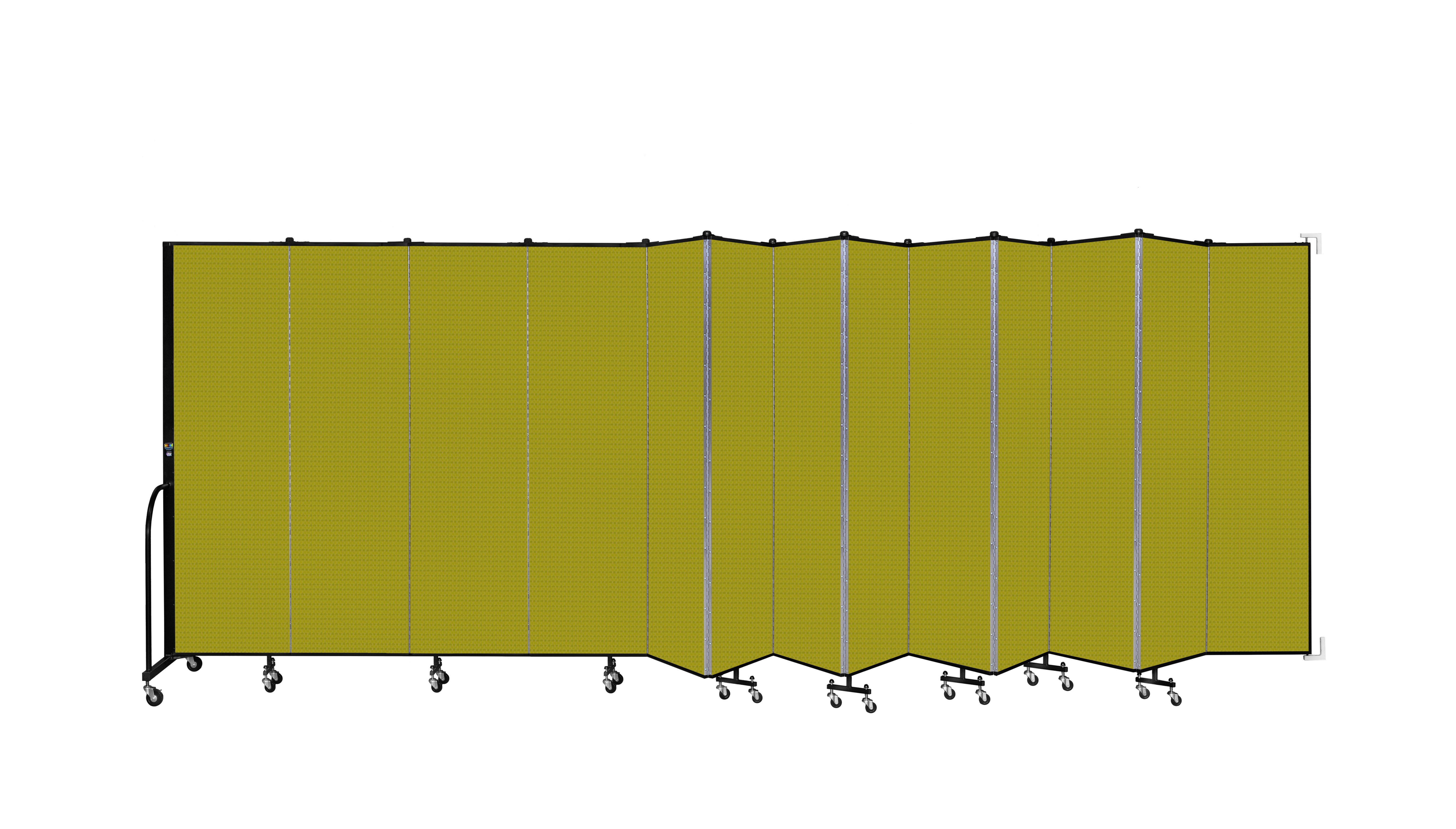 Wallmount Room Divider - 6' 8"H x 23' 10" - 13 Panel, Apple Green, Fabric