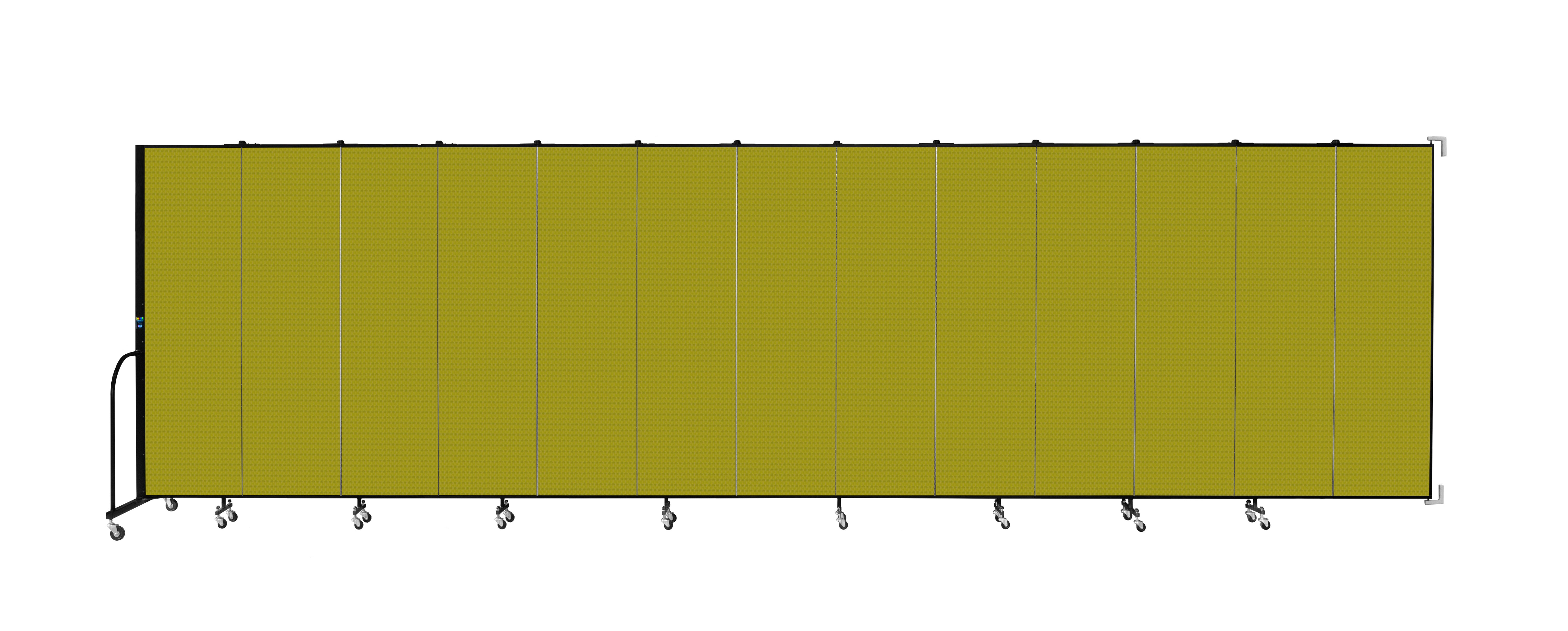Wallmount Room Divider - 6' 8"H x 23' 10" - 13 Panel, Apple Green, Fabric