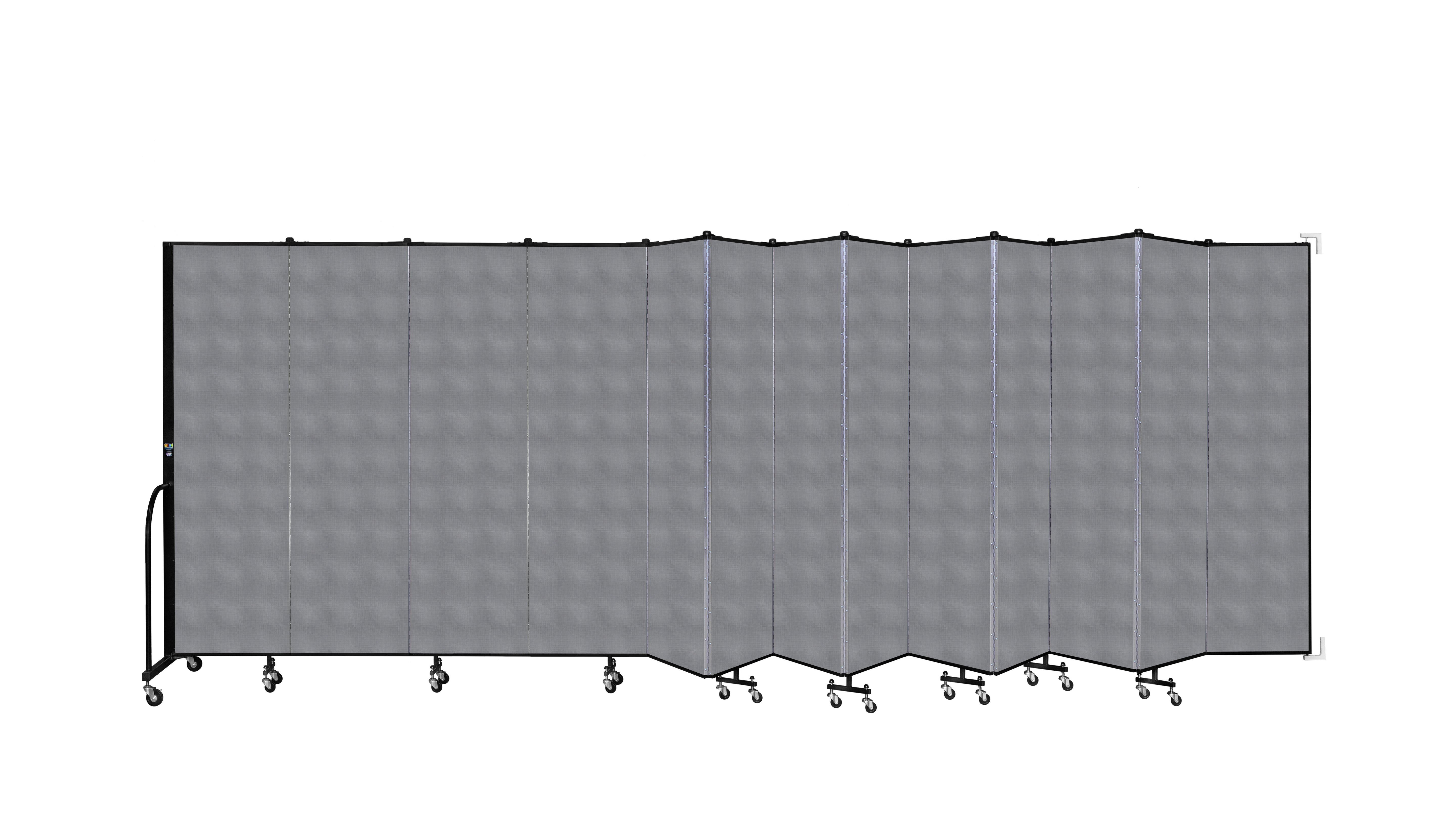 Wallmount Room Divider - 6' 8"H x 23' 10" - 13 Panel, Stone, Fabric