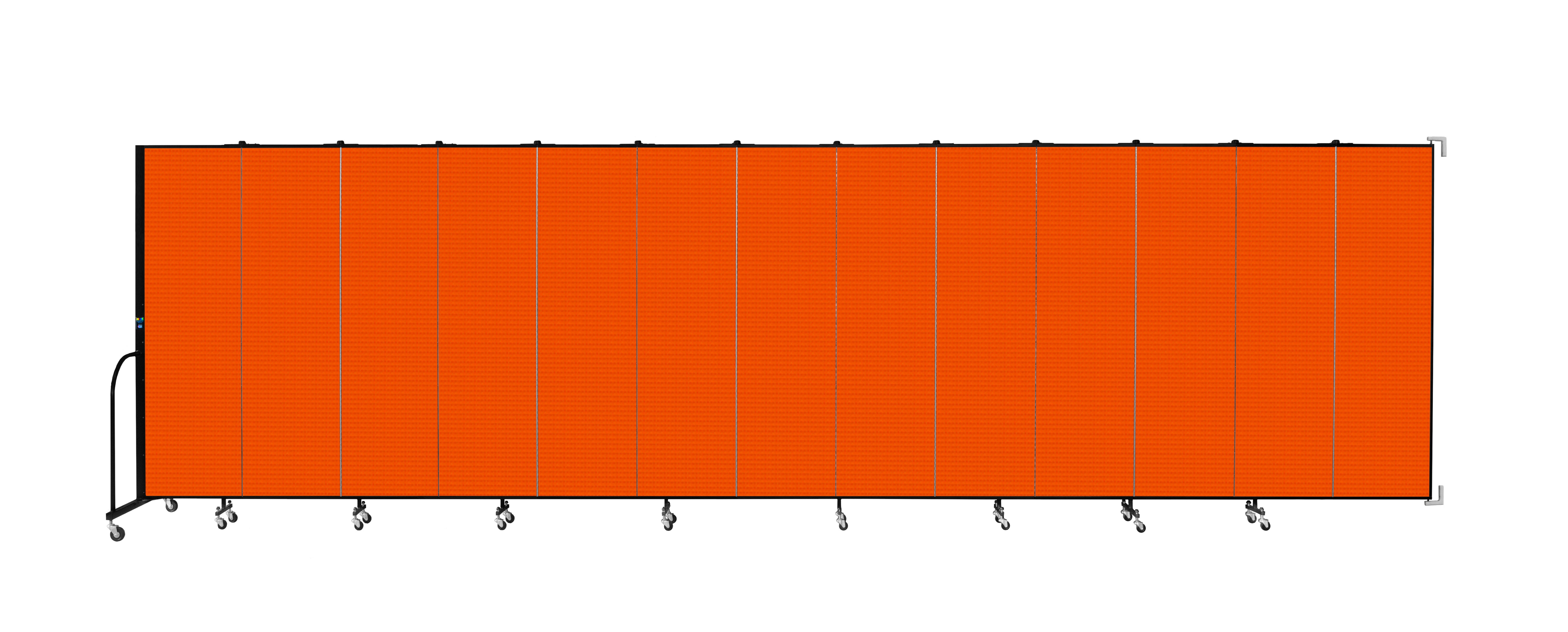 Wallmount Room Divider - 6' 8"H x 23' 10" - 13 Panel, Orange, Fabric