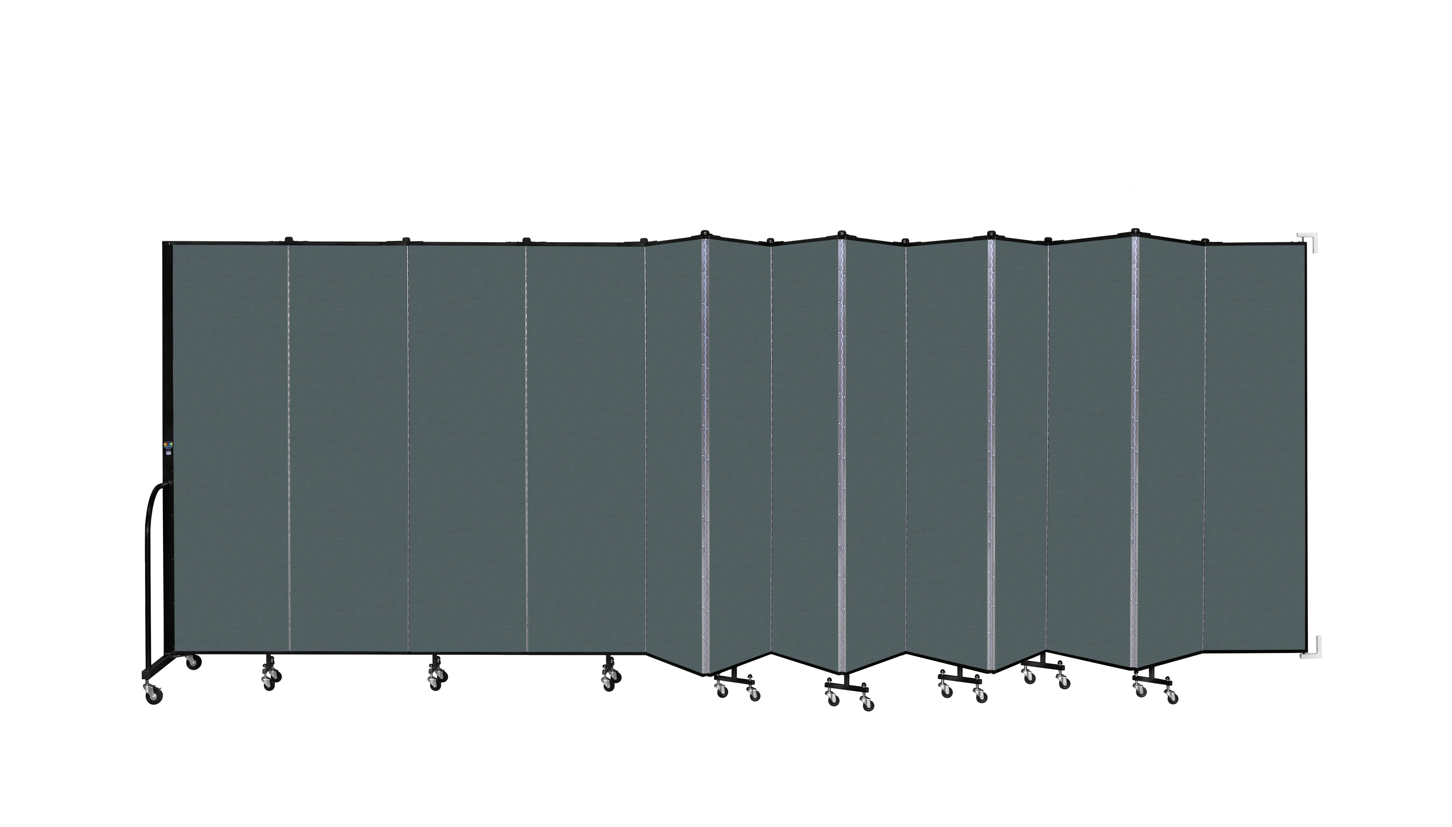 Wallmount Room Divider - 6' 8"H x 23' 10" - 13 Panel, Mallard, Fabric