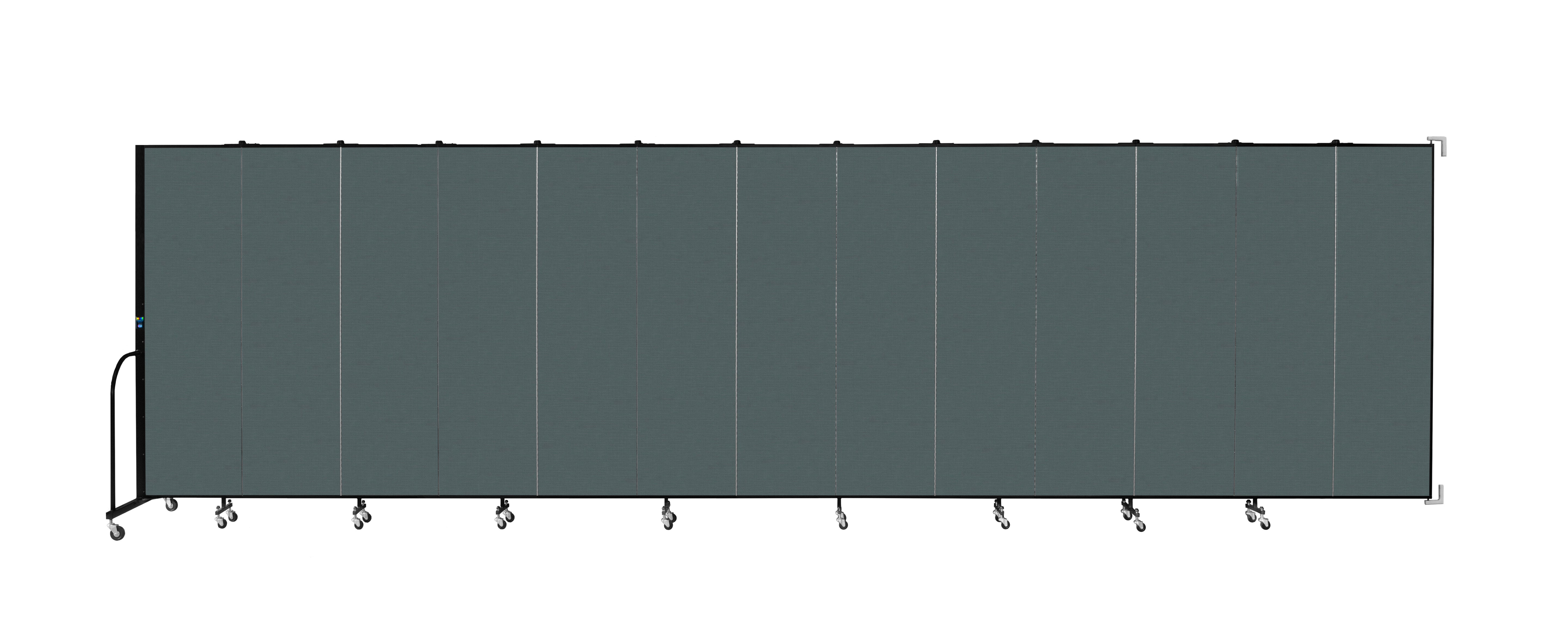 Wallmount Room Divider - 6' 8"H x 23' 10" - 13 Panel, Mallard, Fabric